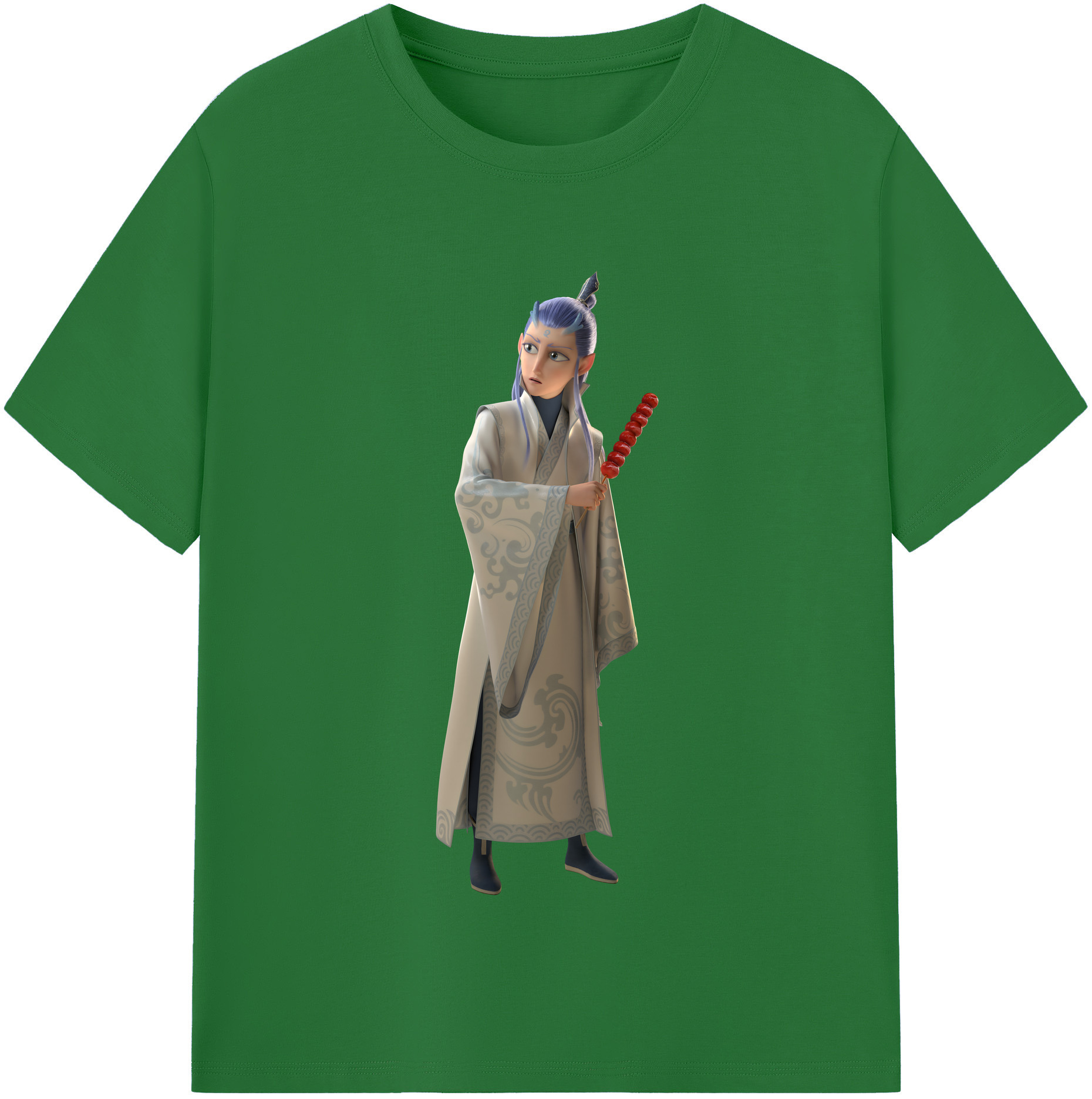 （画像用） Ne Zha 2 ナタ 魔童の大暴れ 綿100％半袖Tシャツ（フロントプリント）