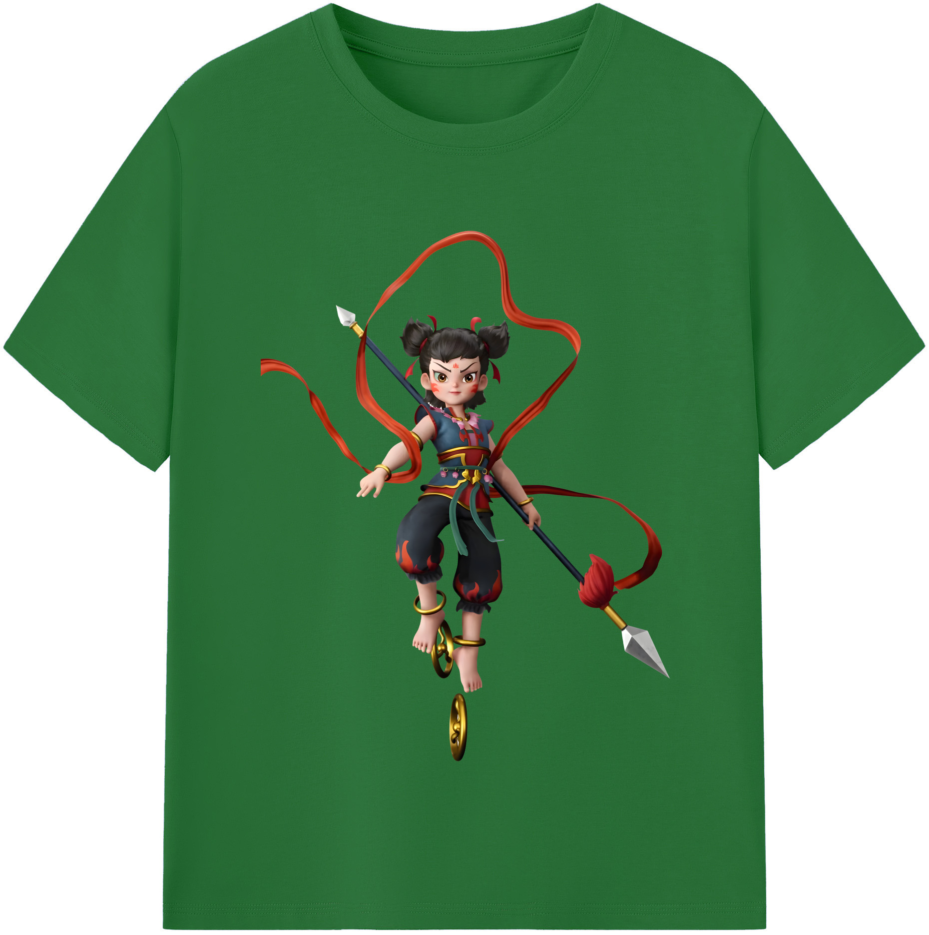 （画像用） Ne Zha 2 ナタ 魔童の大暴れ 綿100％半袖Tシャツ（フロントプリント）