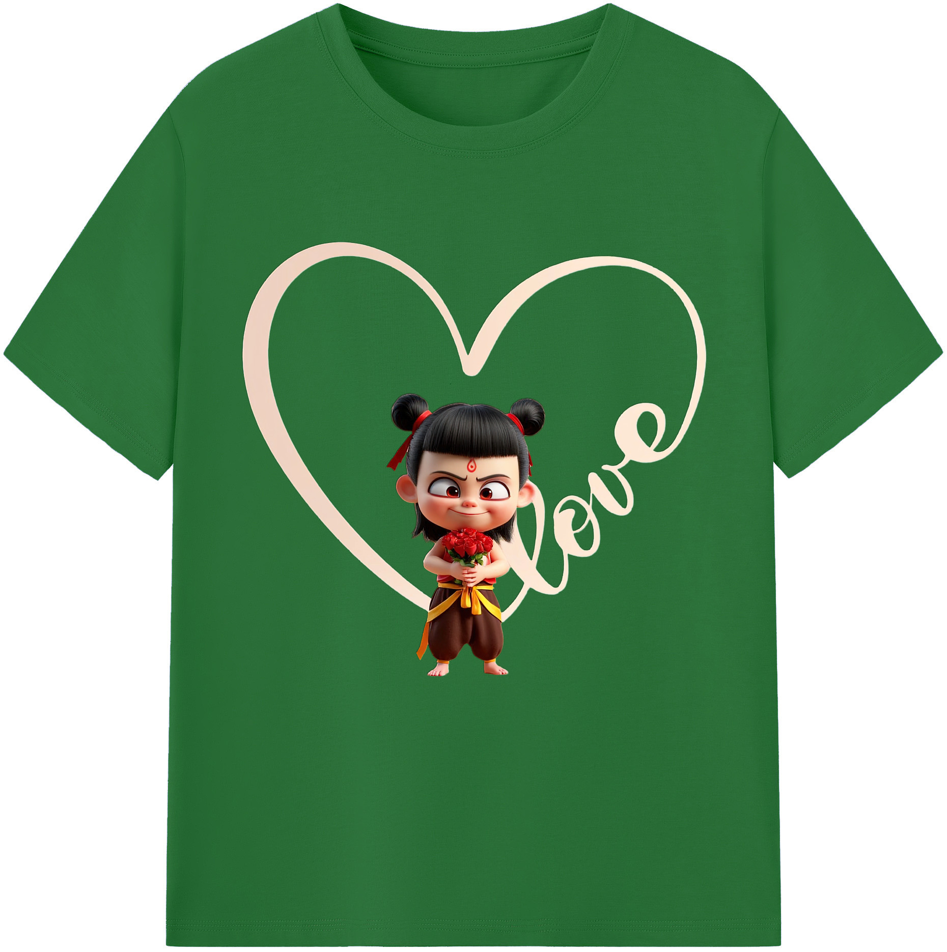 （画像用） Ne Zha 2 ナタ 魔童の大暴れ 綿100％半袖Tシャツ（フロントプリント）