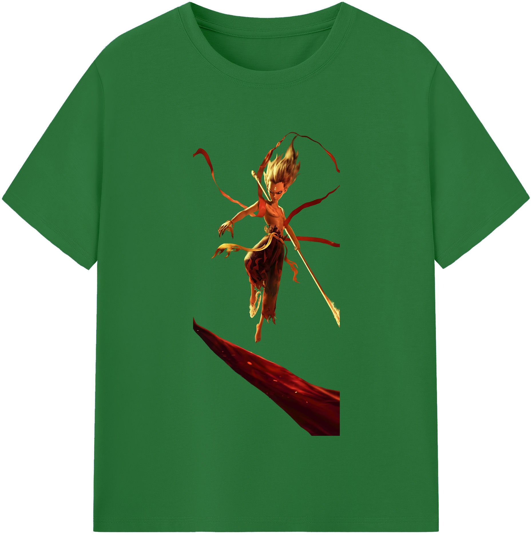 （画像用） Ne Zha 2 ナタ 魔童の大暴れ 綿100％半袖Tシャツ（フロントプリント）