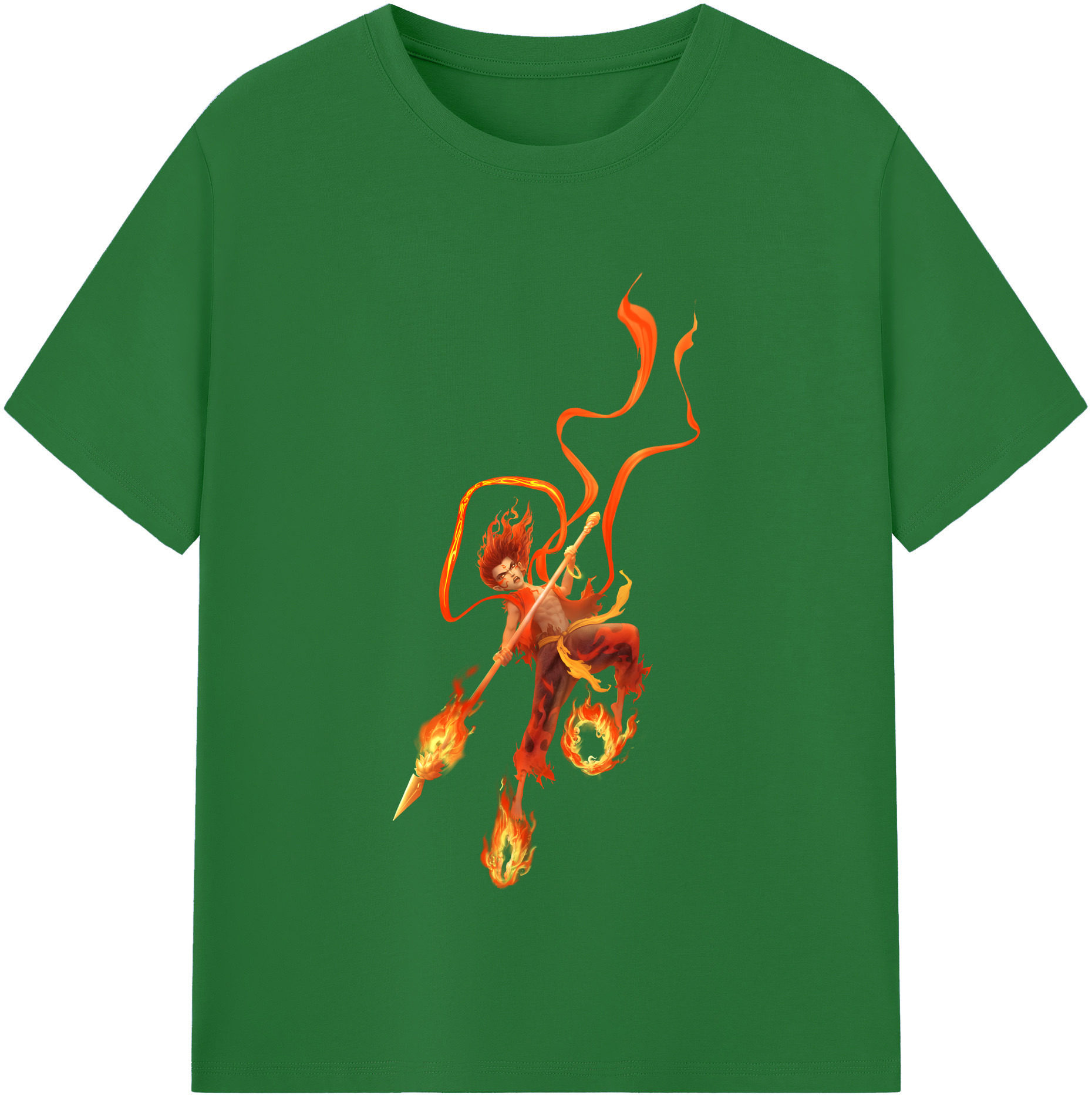 （画像用） Ne Zha 2 ナタ 魔童の大暴れ 綿100％半袖Tシャツ（フロントプリント）