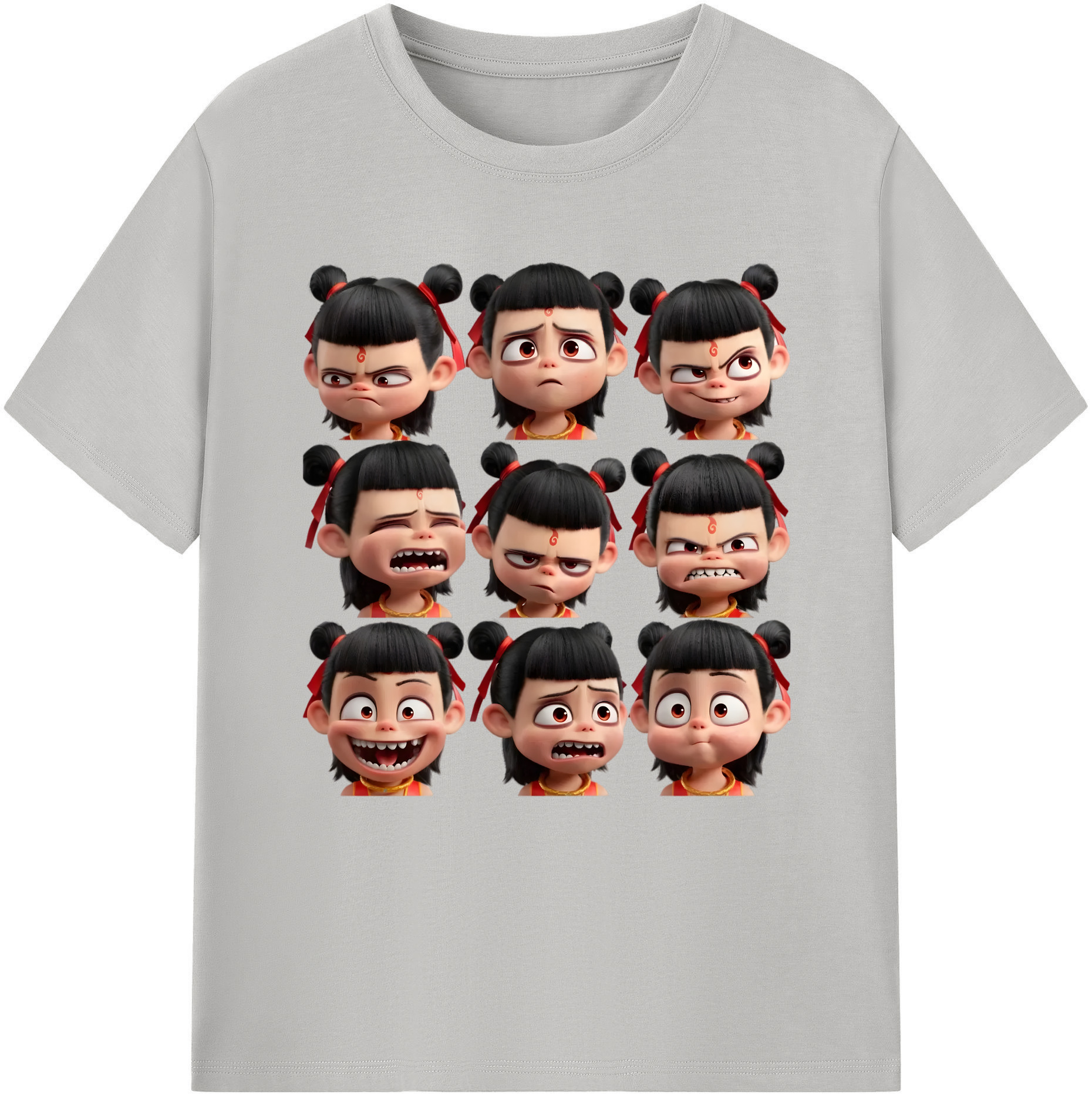 （画像用） Ne Zha 2 ナタ 魔童の大暴れ 綿100％半袖Tシャツ（フロントプリント）