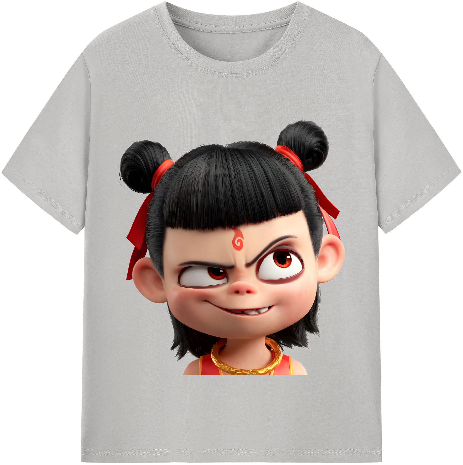 （画像用） Ne Zha 2 ナタ 魔童の大暴れ 綿100％半袖Tシャツ（フロントプリント）