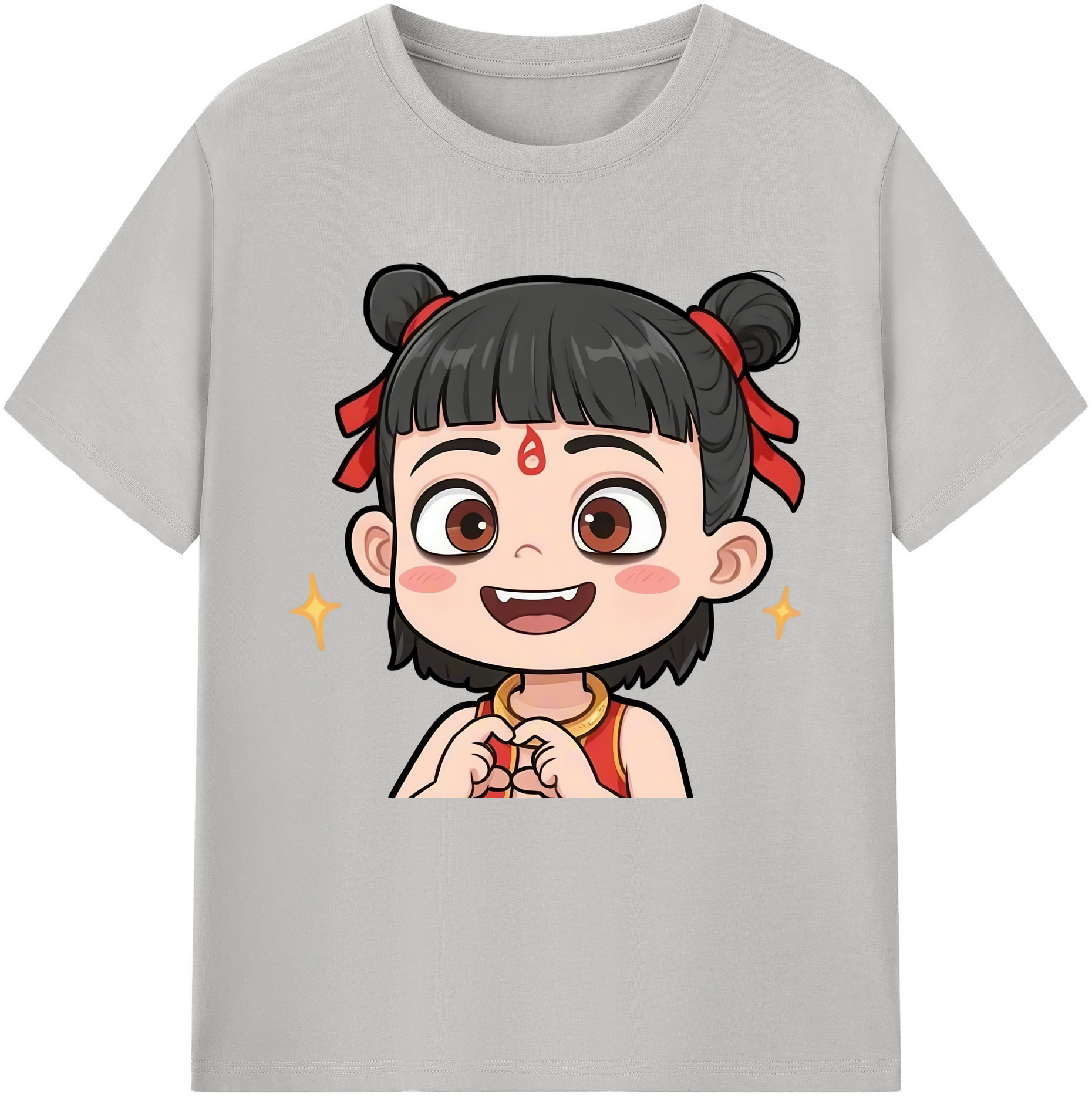 （画像用） Ne Zha 2 ナタ 魔童の大暴れ 綿100％半袖Tシャツ（フロントプリント）
