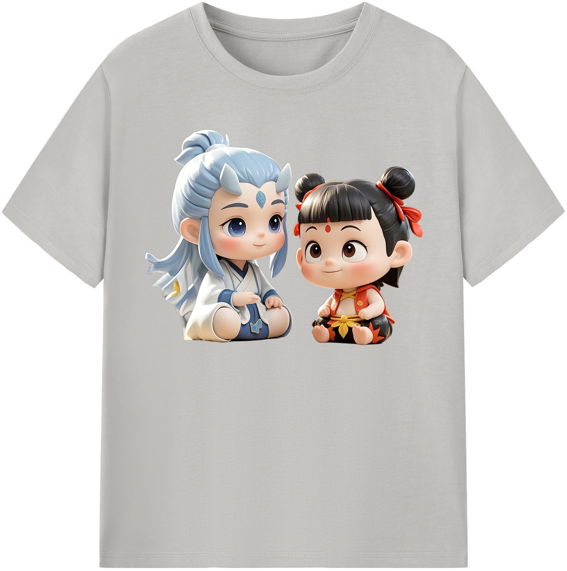 （画像用） Ne Zha 2 ナタ 魔童の大暴れ 綿100％半袖Tシャツ（フロントプリント）