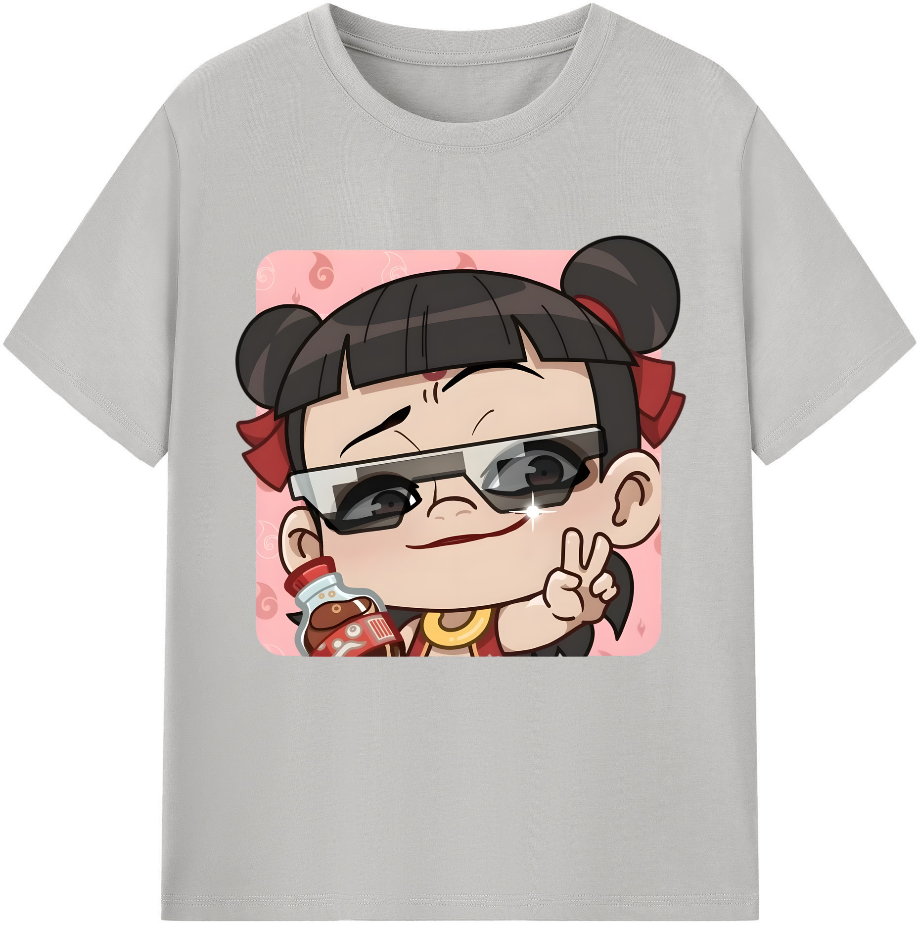 （画像用） Ne Zha 2 ナタ 魔童の大暴れ 綿100％半袖Tシャツ（フロントプリント）