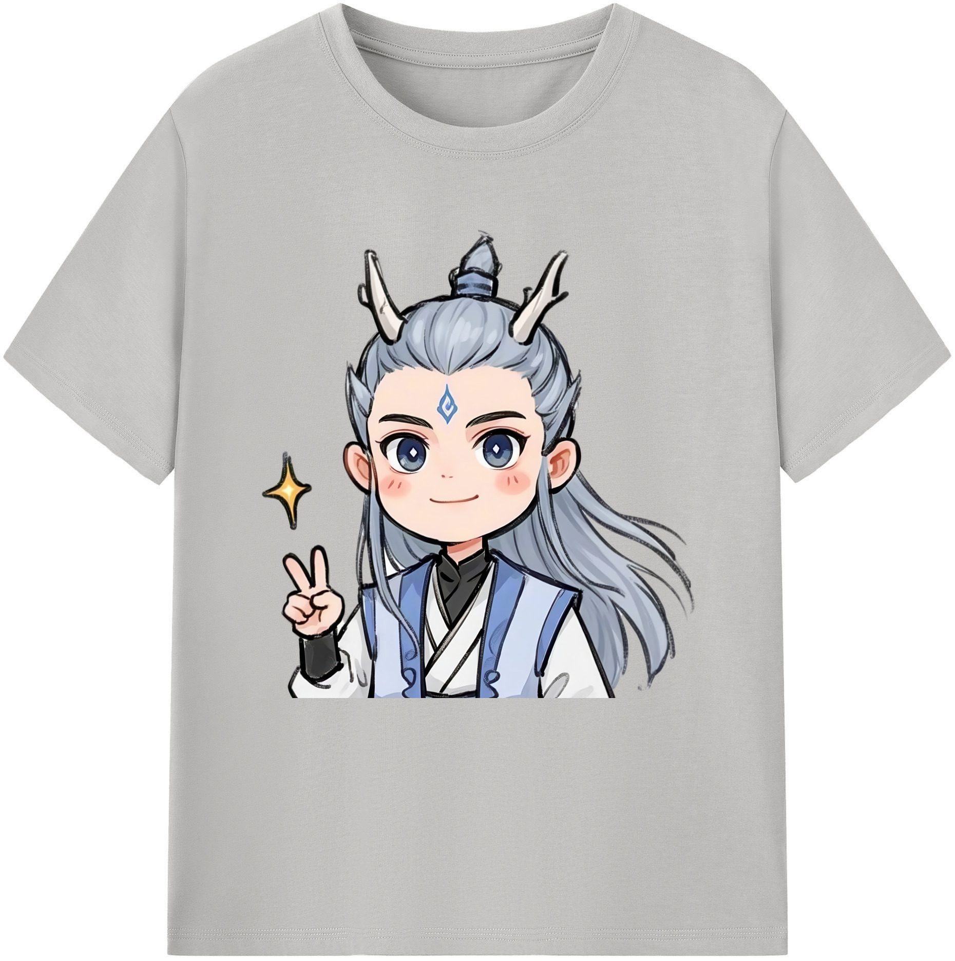 （画像用） Ne Zha 2 ナタ 魔童の大暴れ 綿100％半袖Tシャツ（フロントプリント）