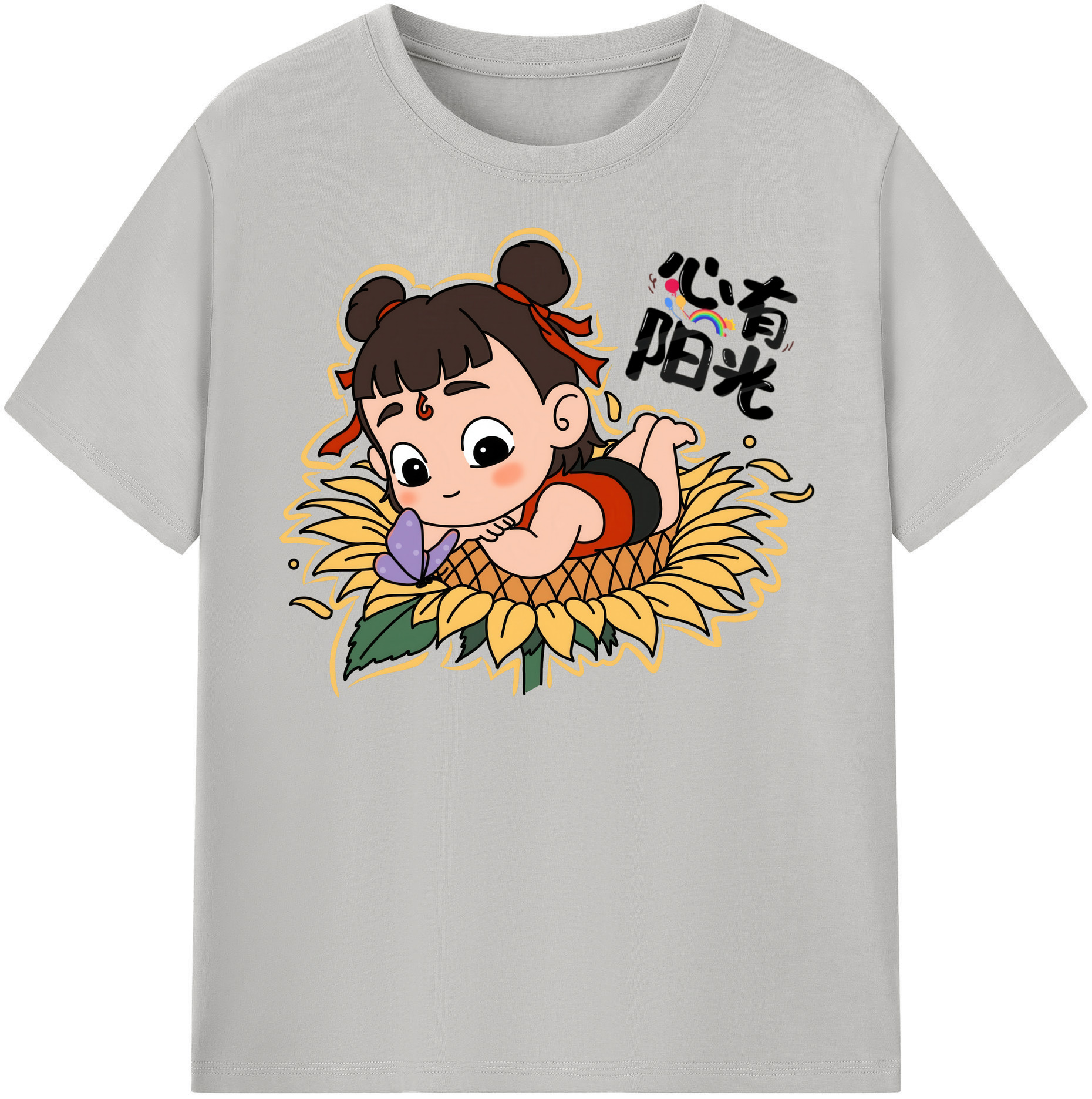 （画像用） Ne Zha 2 ナタ 魔童の大暴れ 綿100％半袖Tシャツ（フロントプリント）