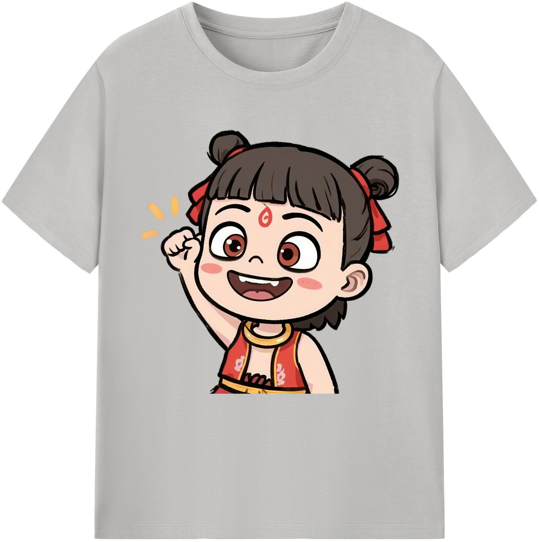 （画像用） Ne Zha 2 ナタ 魔童の大暴れ 綿100％半袖Tシャツ（フロントプリント）