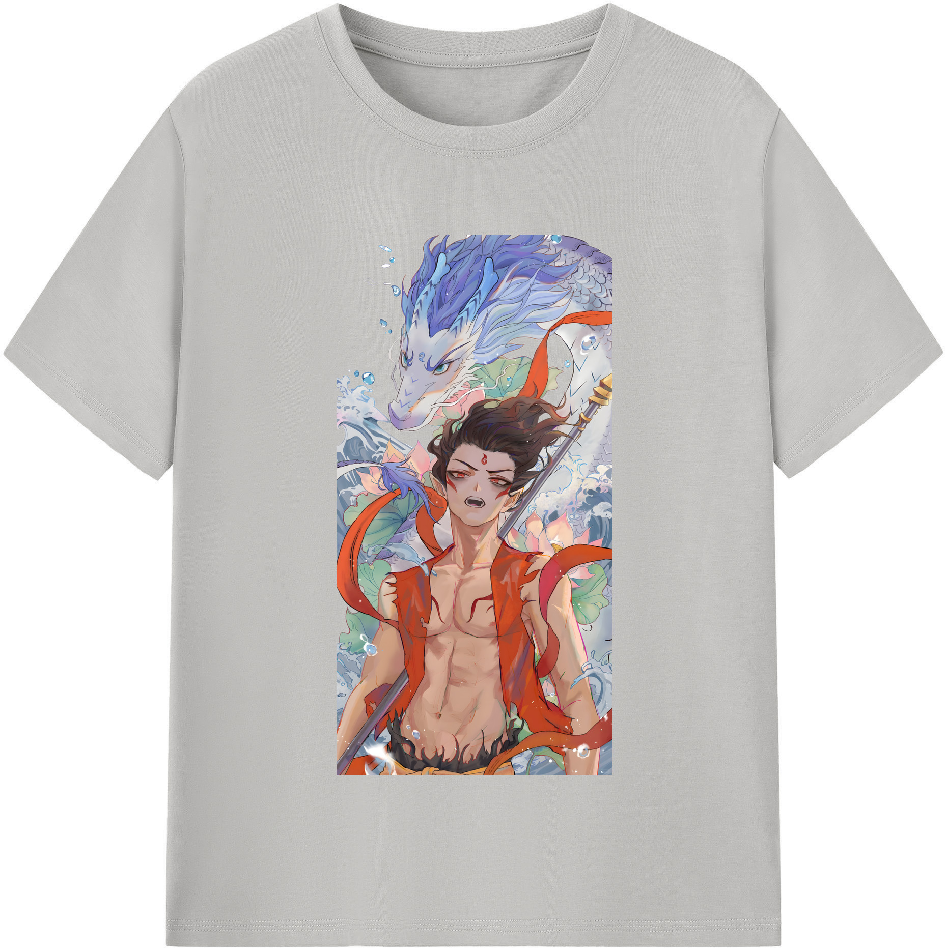 （画像用） Ne Zha 2 ナタ 魔童の大暴れ 綿100％半袖Tシャツ（フロントプリント）