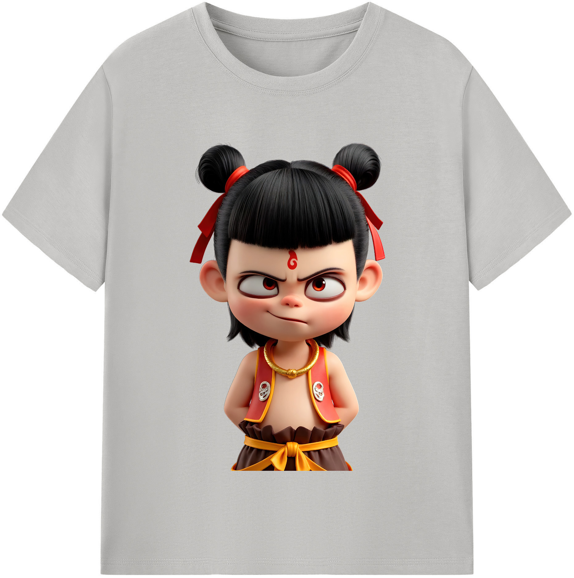 （画像用） Ne Zha 2 ナタ 魔童の大暴れ 綿100％半袖Tシャツ（フロントプリント）