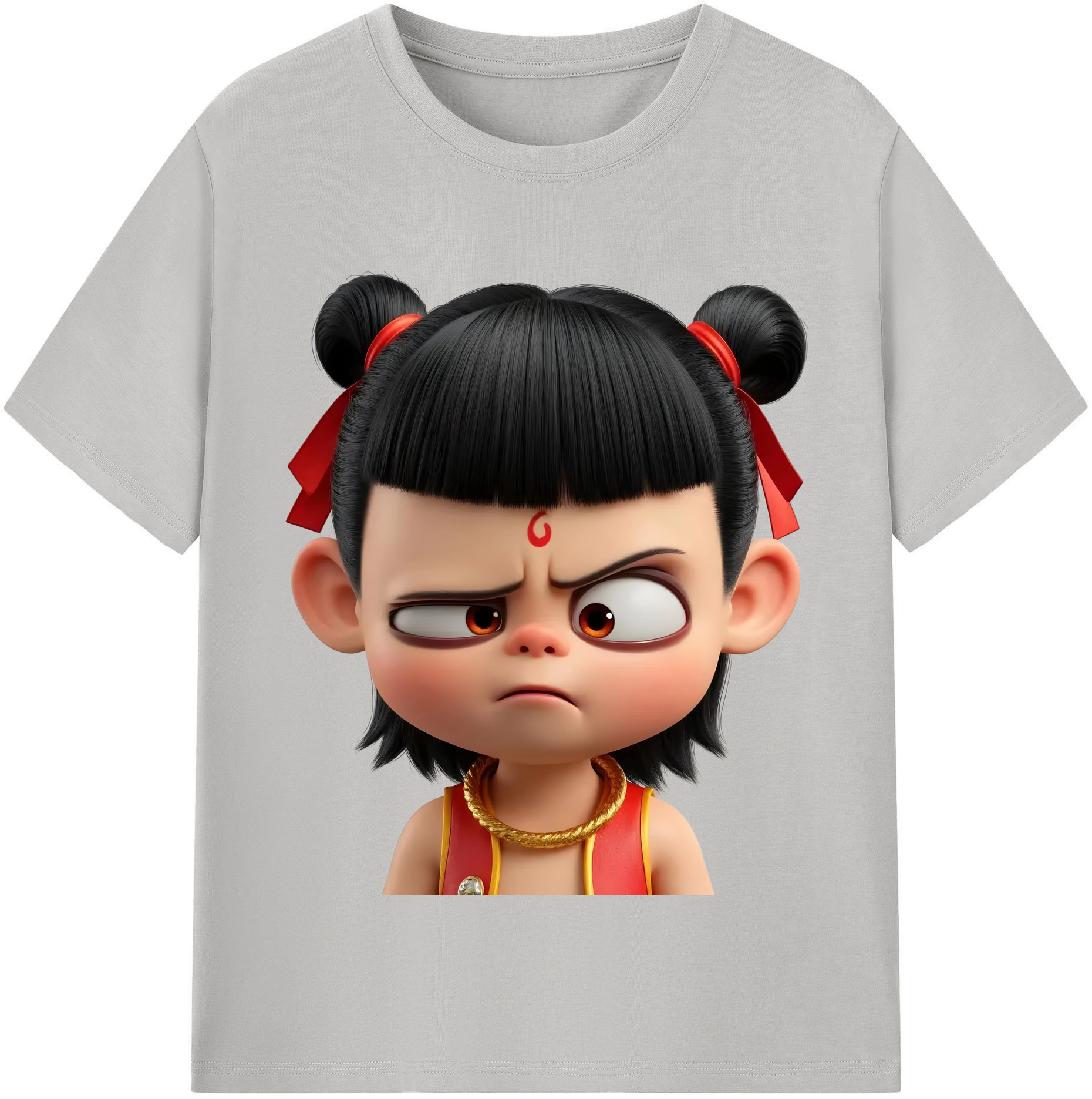 （画像用） Ne Zha 2 ナタ 魔童の大暴れ 綿100％半袖Tシャツ（フロントプリント）