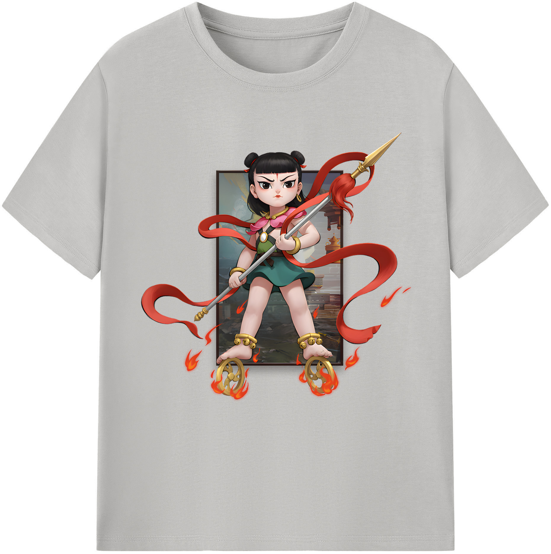 （画像用） Ne Zha 2 ナタ 魔童の大暴れ 綿100％半袖Tシャツ（フロントプリント）