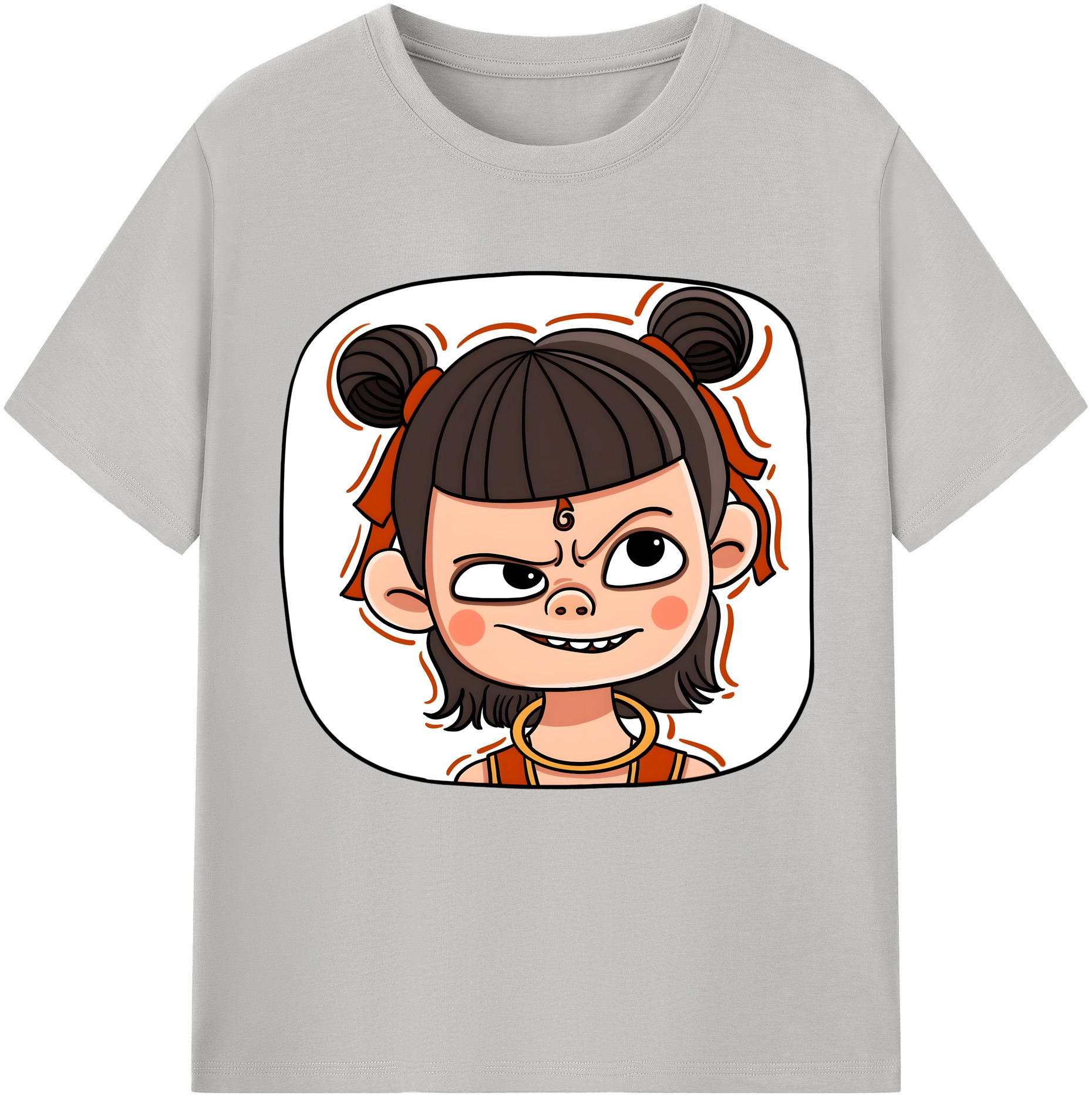 （画像用） Ne Zha 2 ナタ 魔童の大暴れ 綿100％半袖Tシャツ（フロントプリント）
