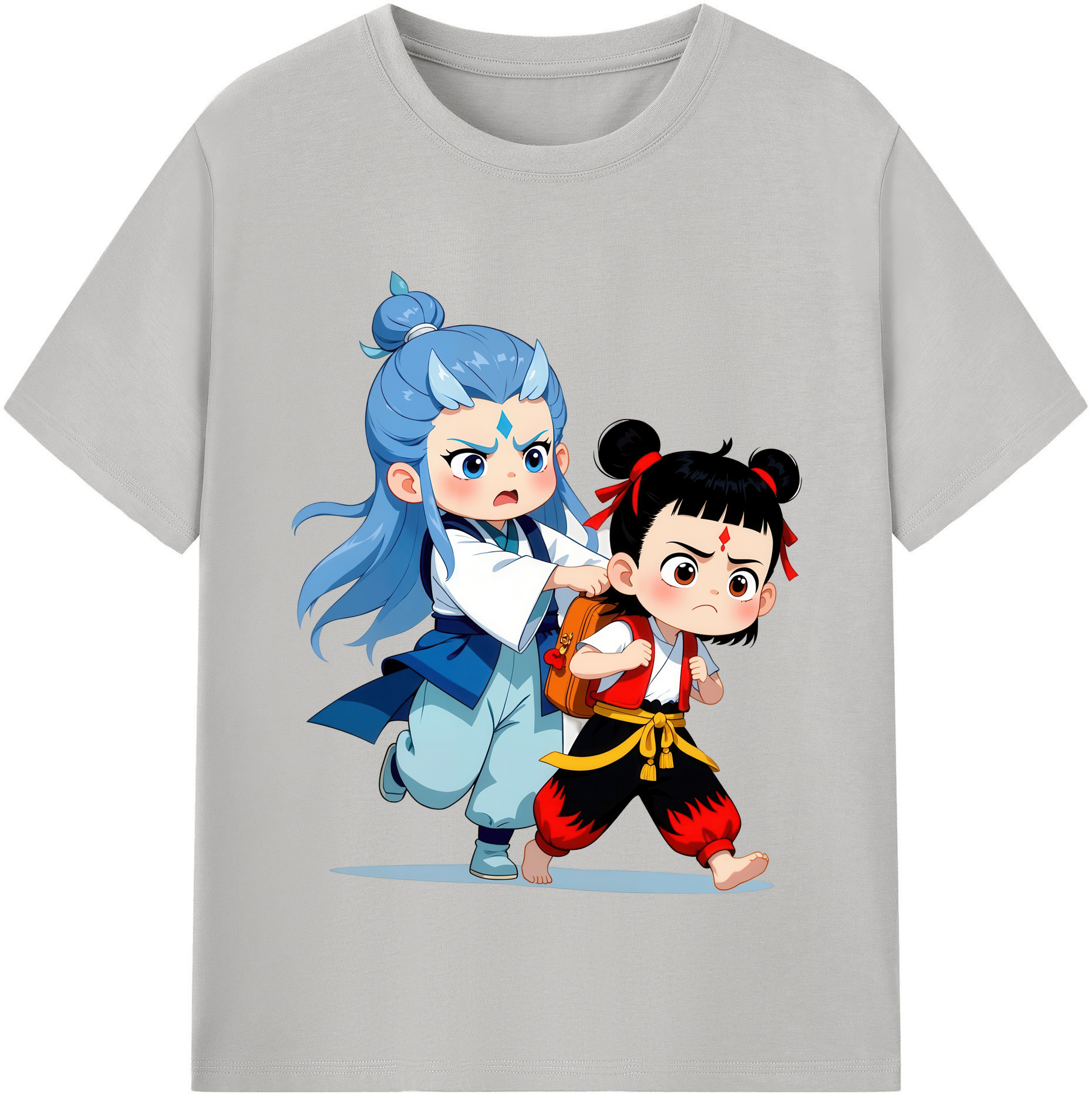 （画像用） Ne Zha 2 ナタ 魔童の大暴れ 綿100％半袖Tシャツ（フロントプリント）