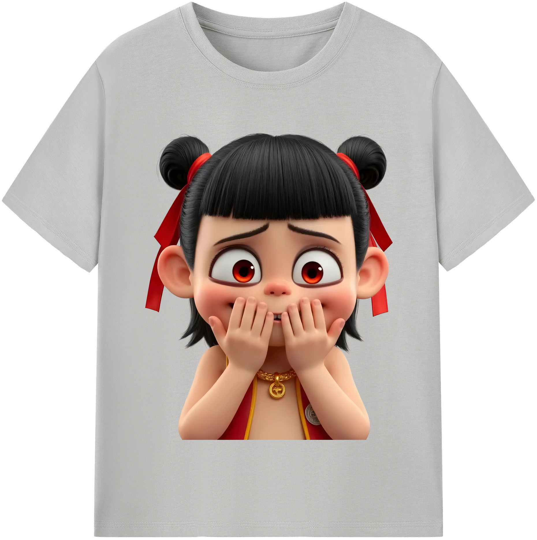 （画像用） Ne Zha 2 ナタ 魔童の大暴れ 綿100％半袖Tシャツ（フロントプリント）