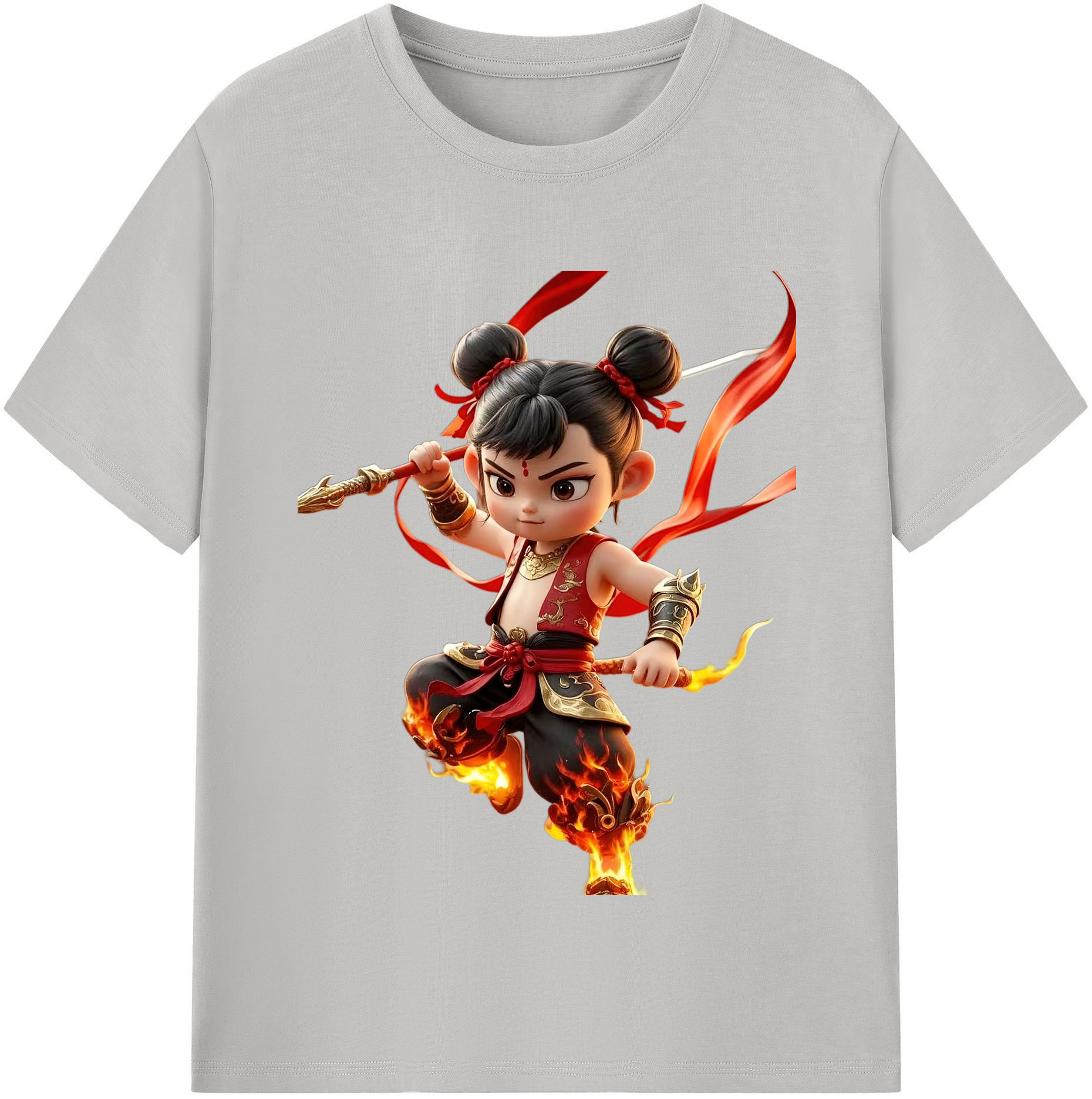 （画像用） Ne Zha 2 ナタ 魔童の大暴れ 綿100％半袖Tシャツ（フロントプリント）