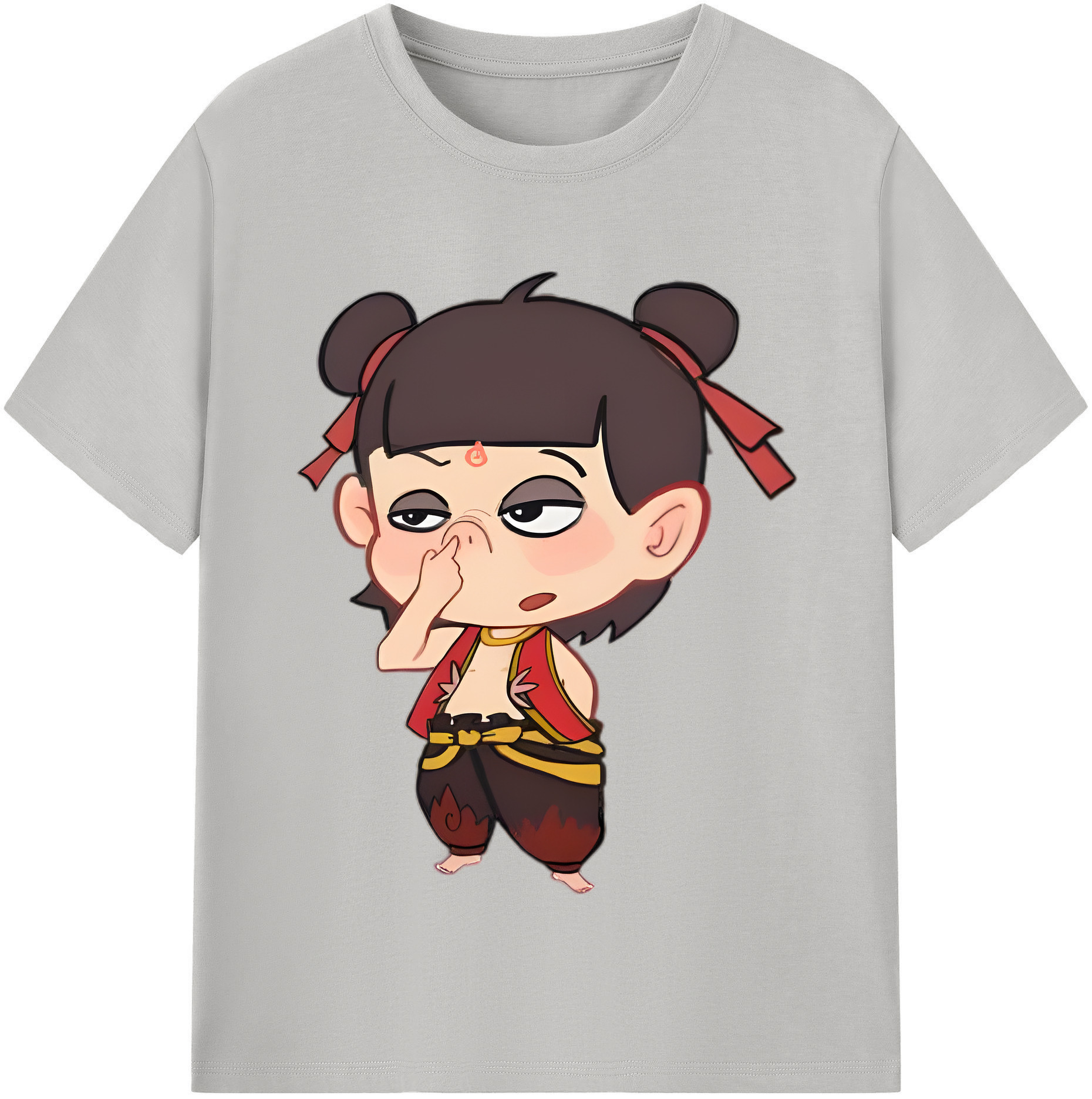 （画像用） Ne Zha 2 ナタ 魔童の大暴れ 綿100％半袖Tシャツ（フロントプリント）