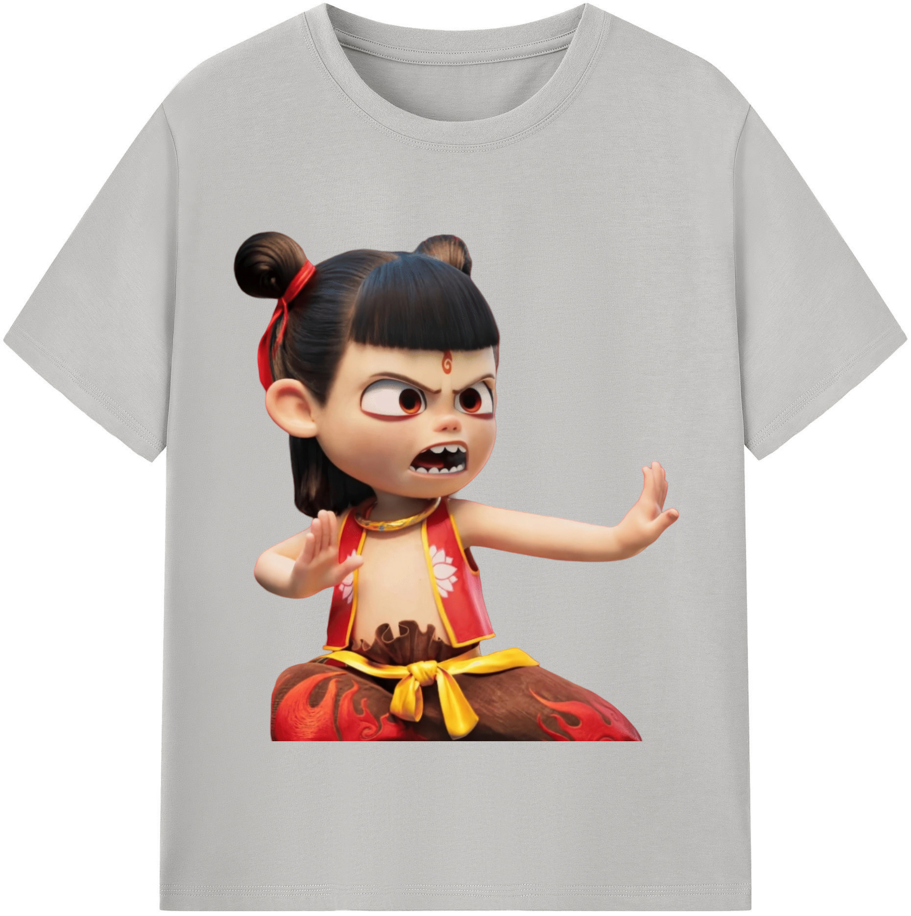 （画像用） Ne Zha 2 ナタ 魔童の大暴れ 綿100％半袖Tシャツ（フロントプリント）