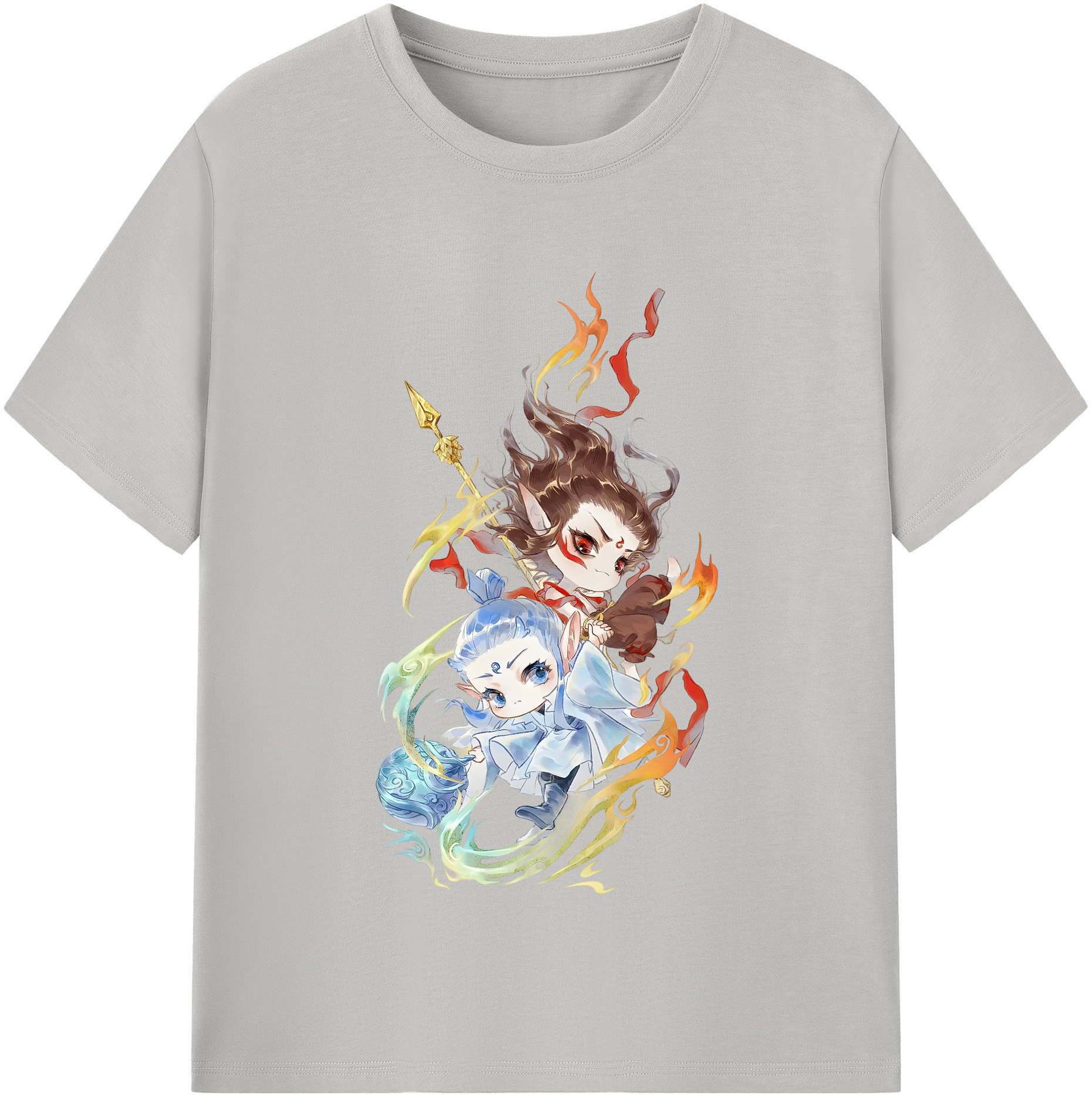 （画像用） Ne Zha 2 ナタ 魔童の大暴れ 綿100％半袖Tシャツ（フロントプリント）