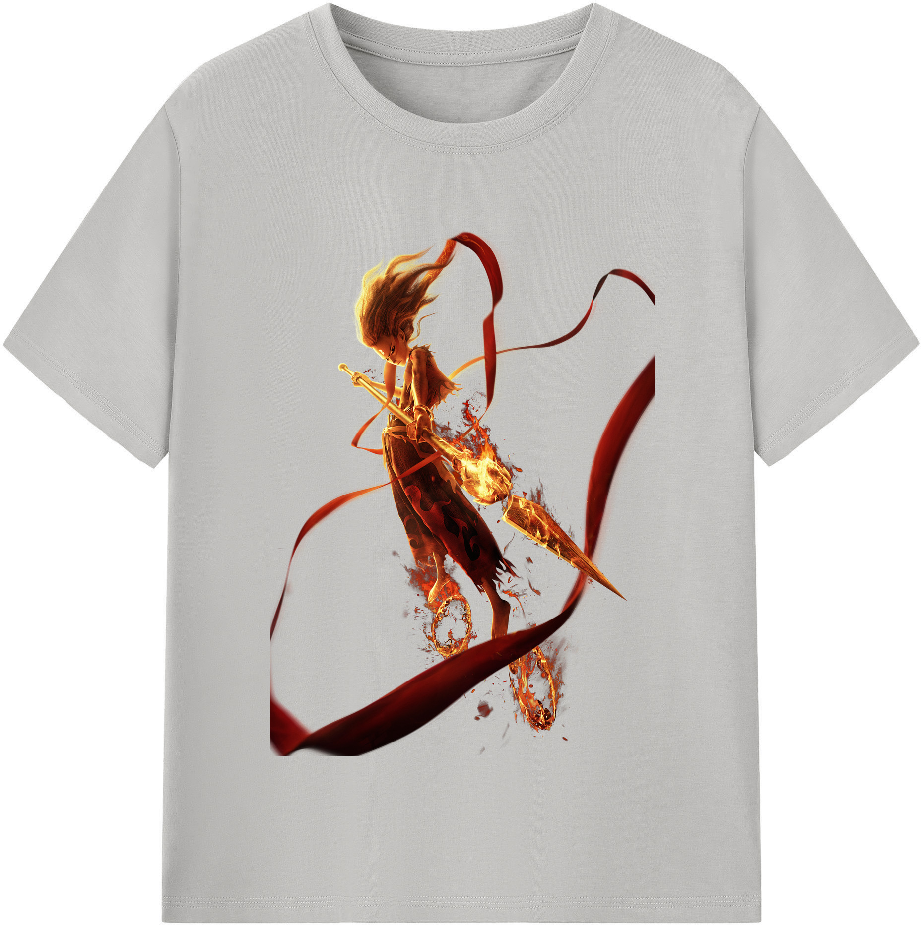 （画像用） Ne Zha 2 ナタ 魔童の大暴れ 綿100％半袖Tシャツ（フロントプリント）