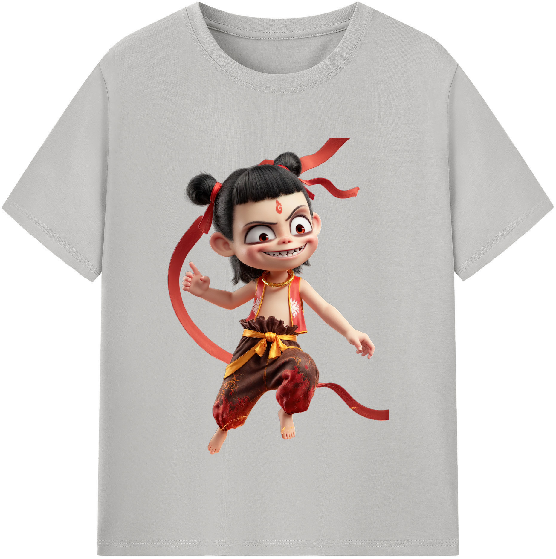 （画像用） Ne Zha 2 ナタ 魔童の大暴れ 綿100％半袖Tシャツ（フロントプリント）