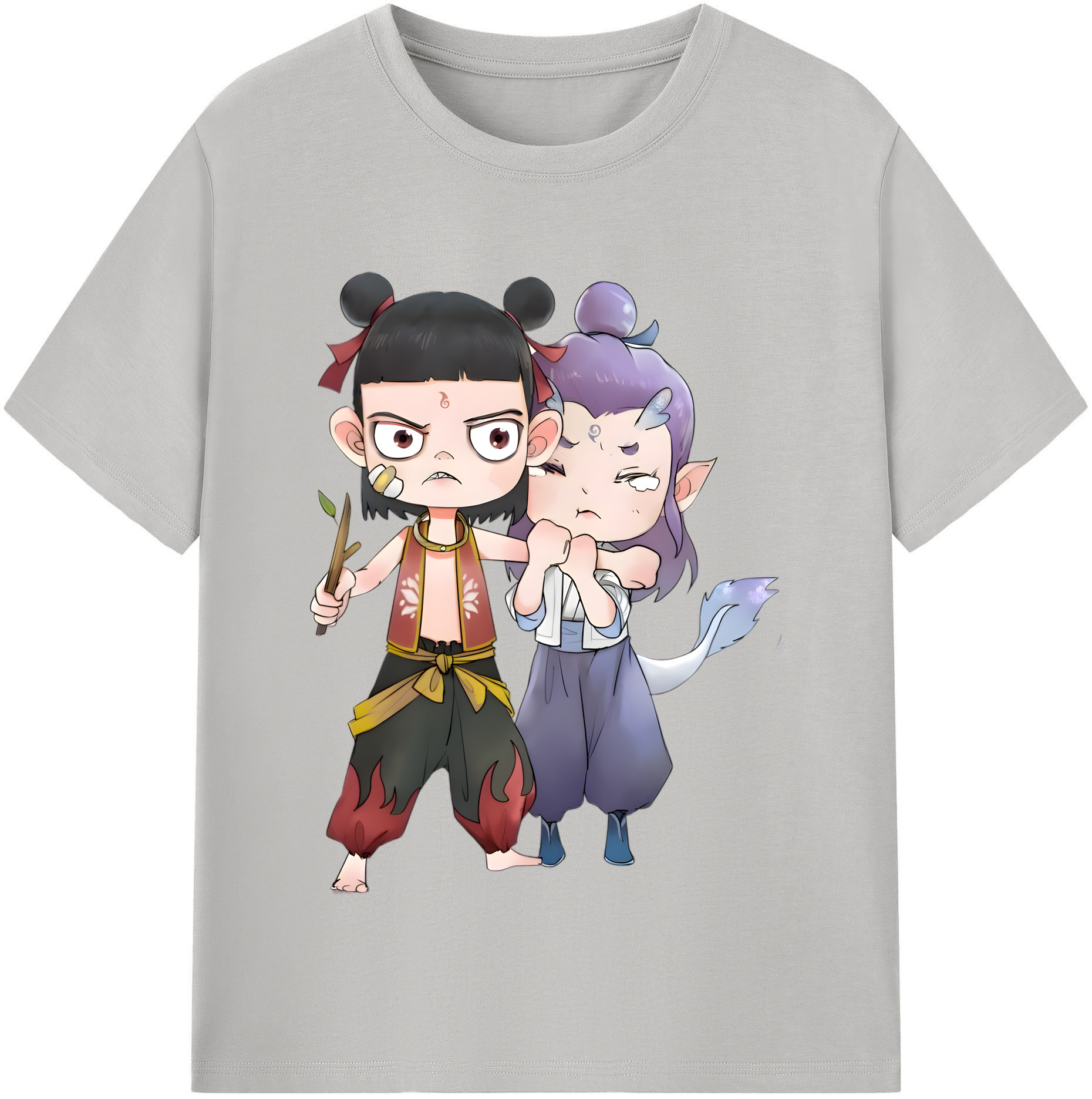 （画像用） Ne Zha 2 ナタ 魔童の大暴れ 綿100％半袖Tシャツ（フロントプリント）