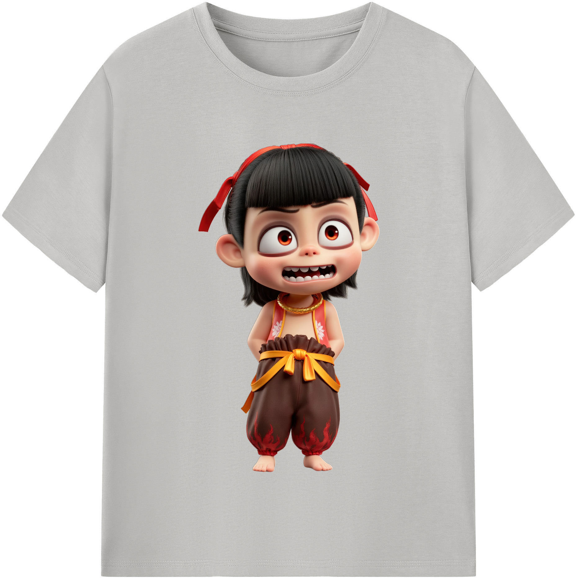 （画像用） Ne Zha 2 ナタ 魔童の大暴れ 綿100％半袖Tシャツ（フロントプリント）