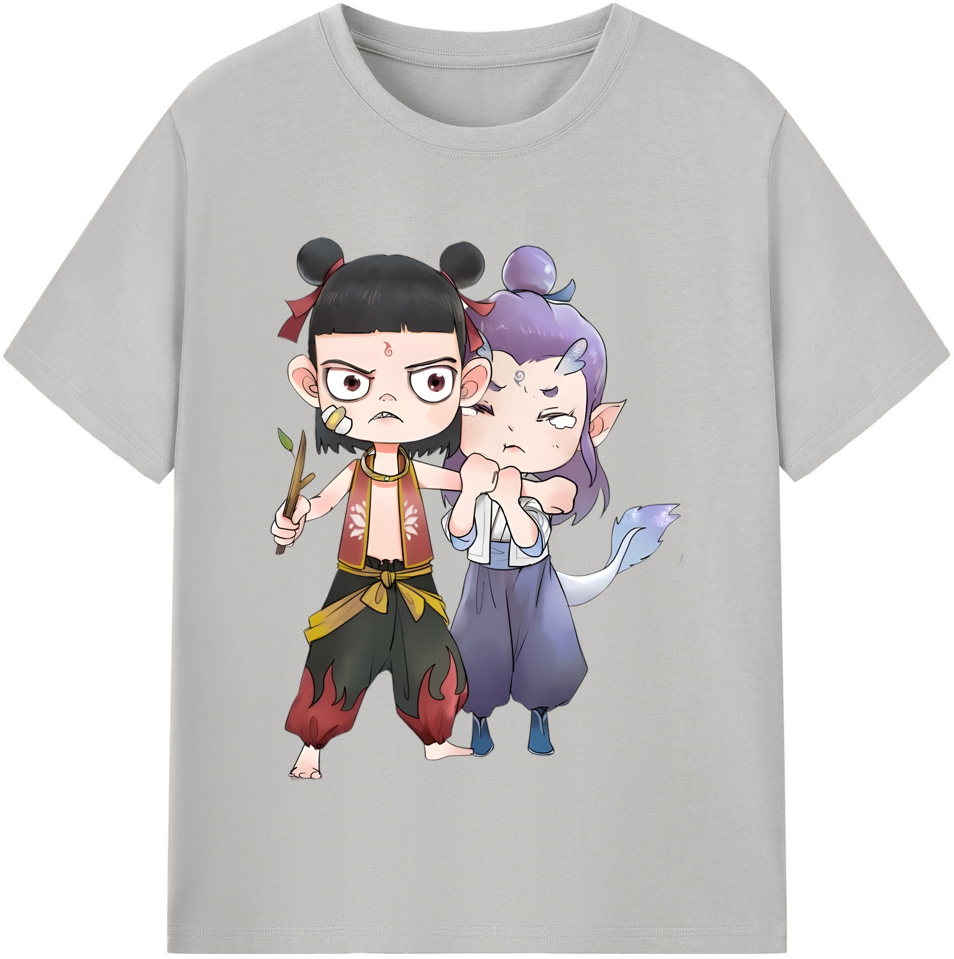 （画像用） Ne Zha 2 ナタ 魔童の大暴れ 綿100％半袖Tシャツ（フロントプリント）