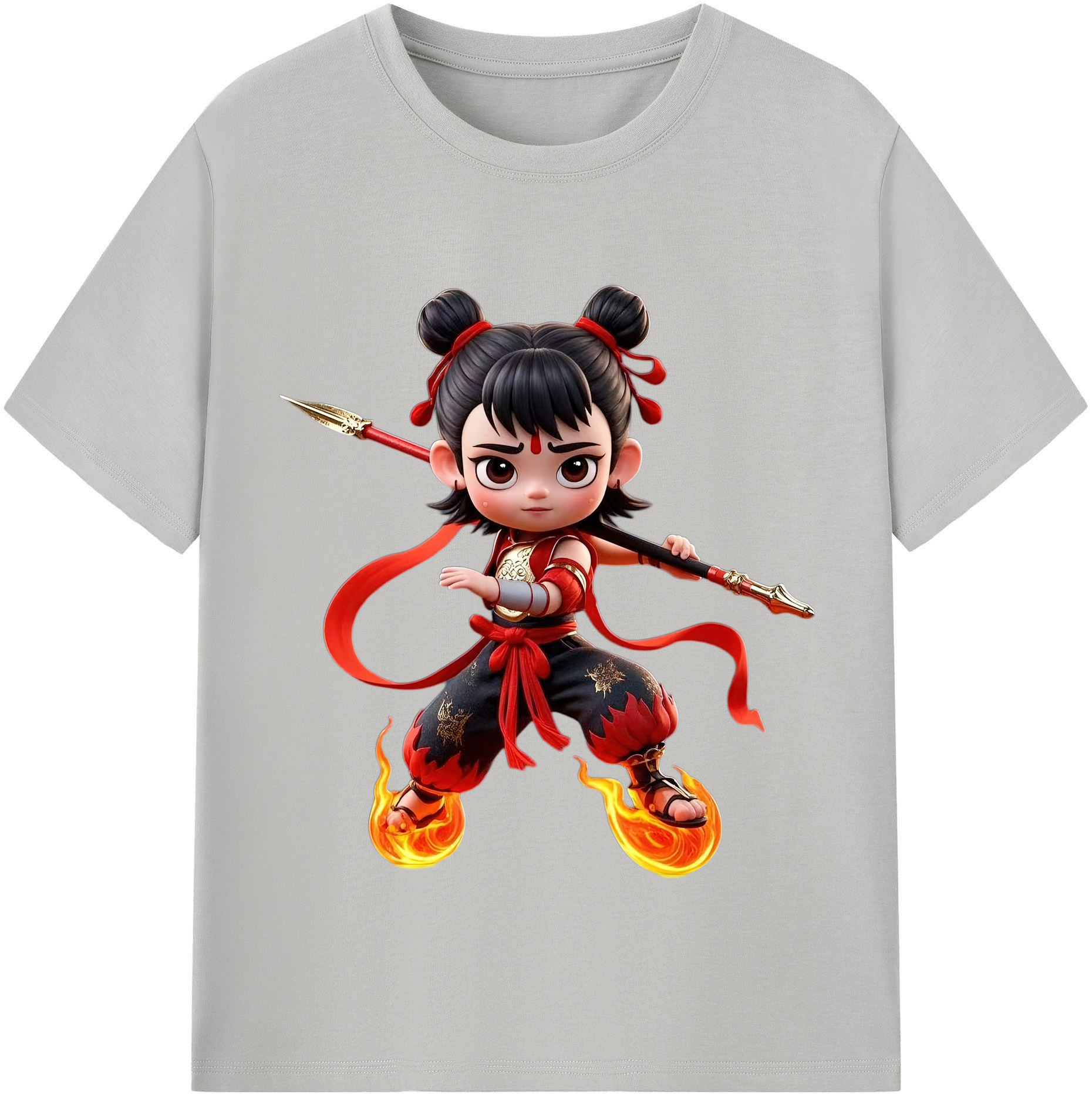 （画像用） Ne Zha 2 ナタ 魔童の大暴れ 綿100％半袖Tシャツ（フロントプリント）