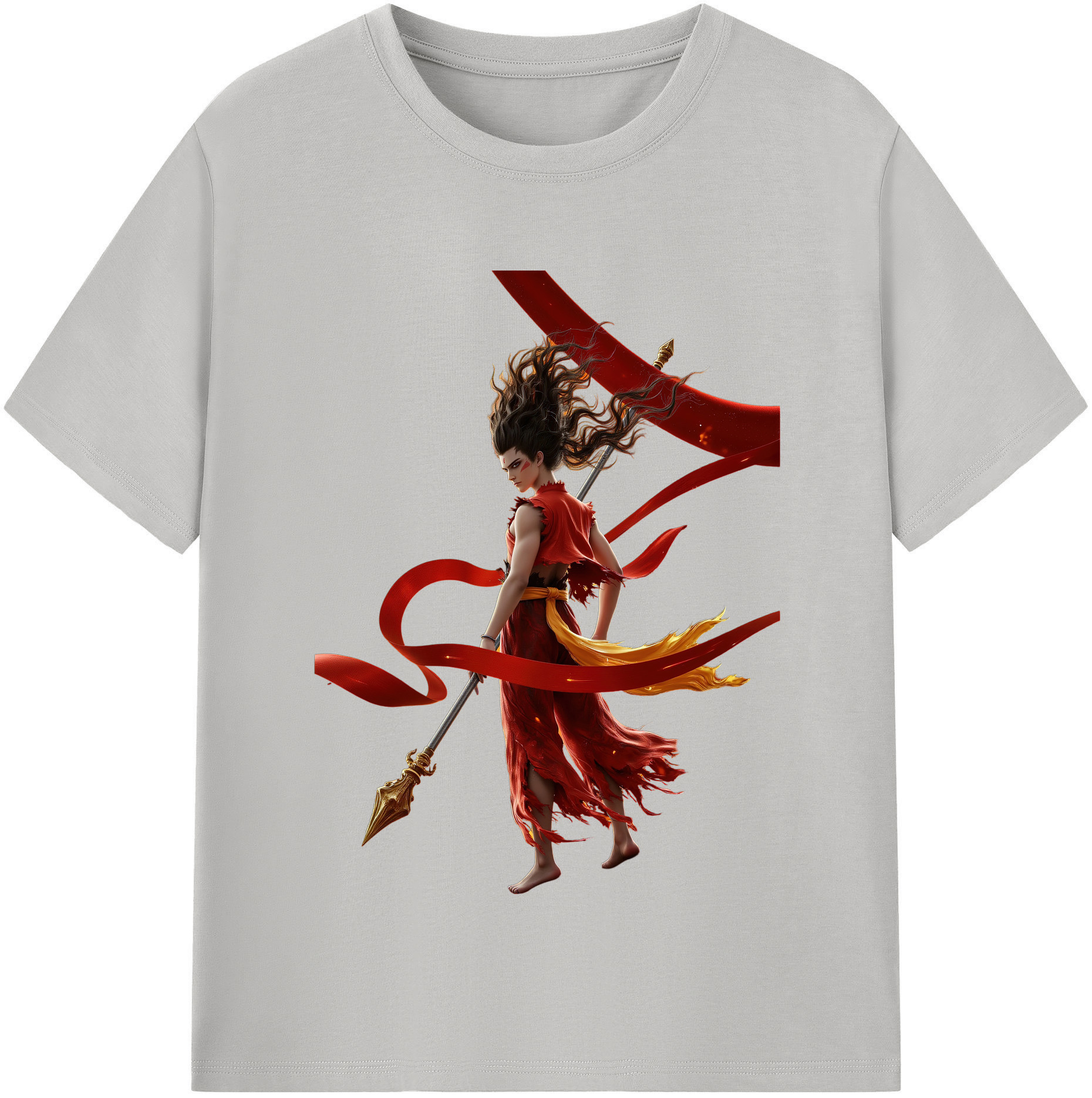 （画像用） Ne Zha 2 ナタ 魔童の大暴れ 綿100％半袖Tシャツ（フロントプリント）