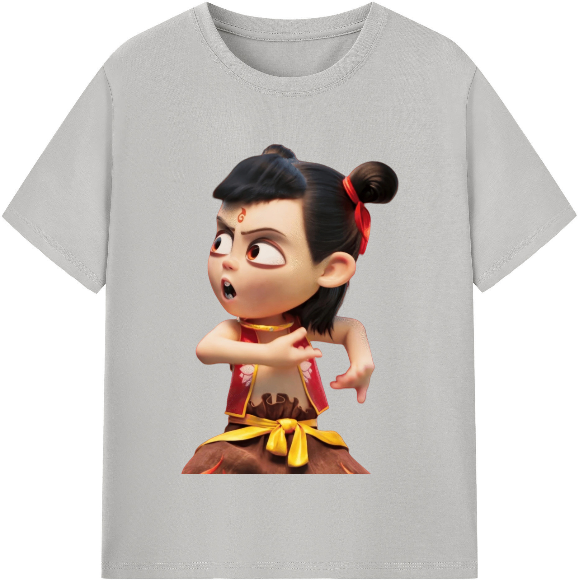 （画像用） Ne Zha 2 ナタ 魔童の大暴れ 綿100％半袖Tシャツ（フロントプリント）