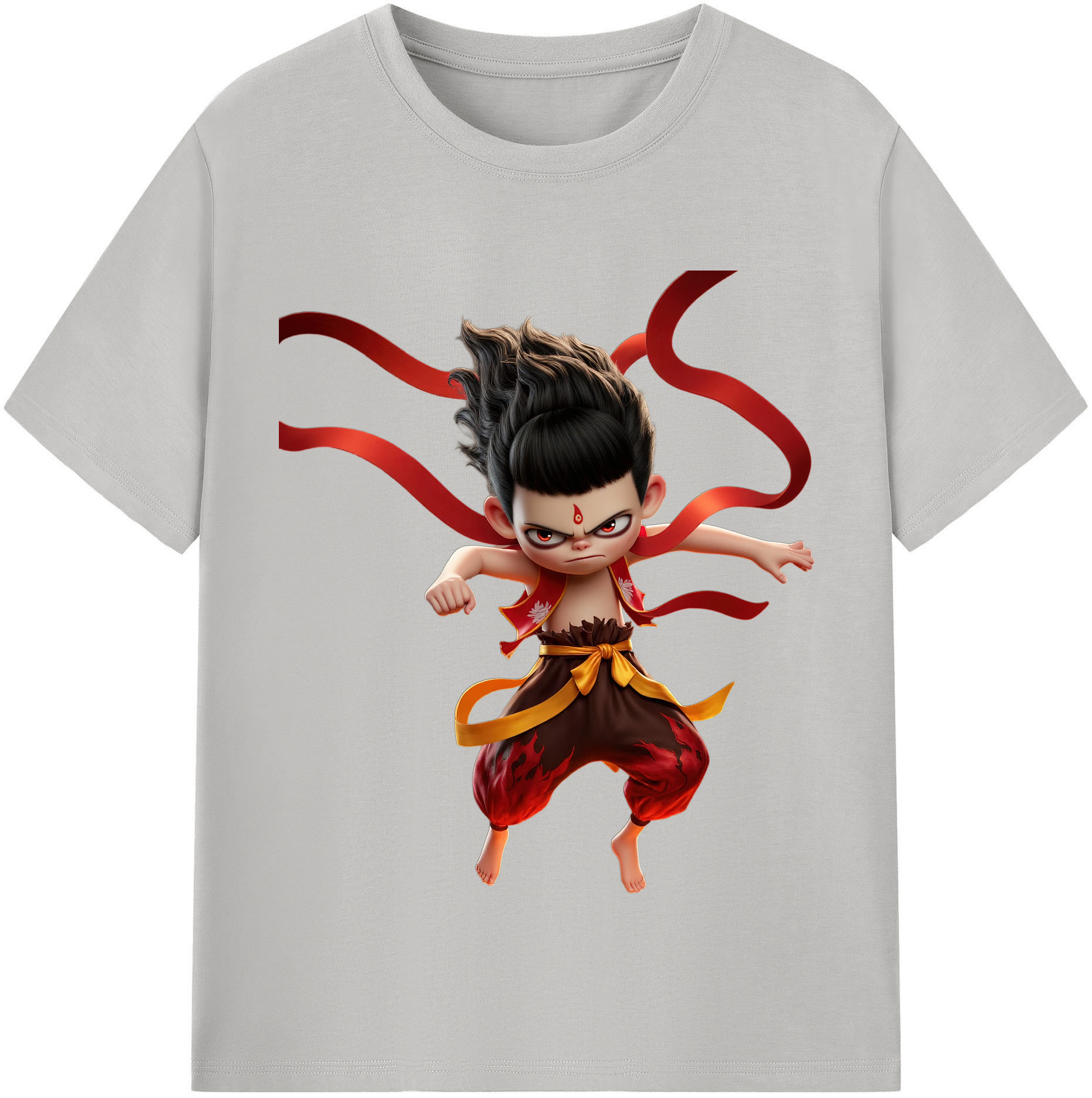 （画像用） Ne Zha 2 ナタ 魔童の大暴れ 綿100％半袖Tシャツ（フロントプリント）