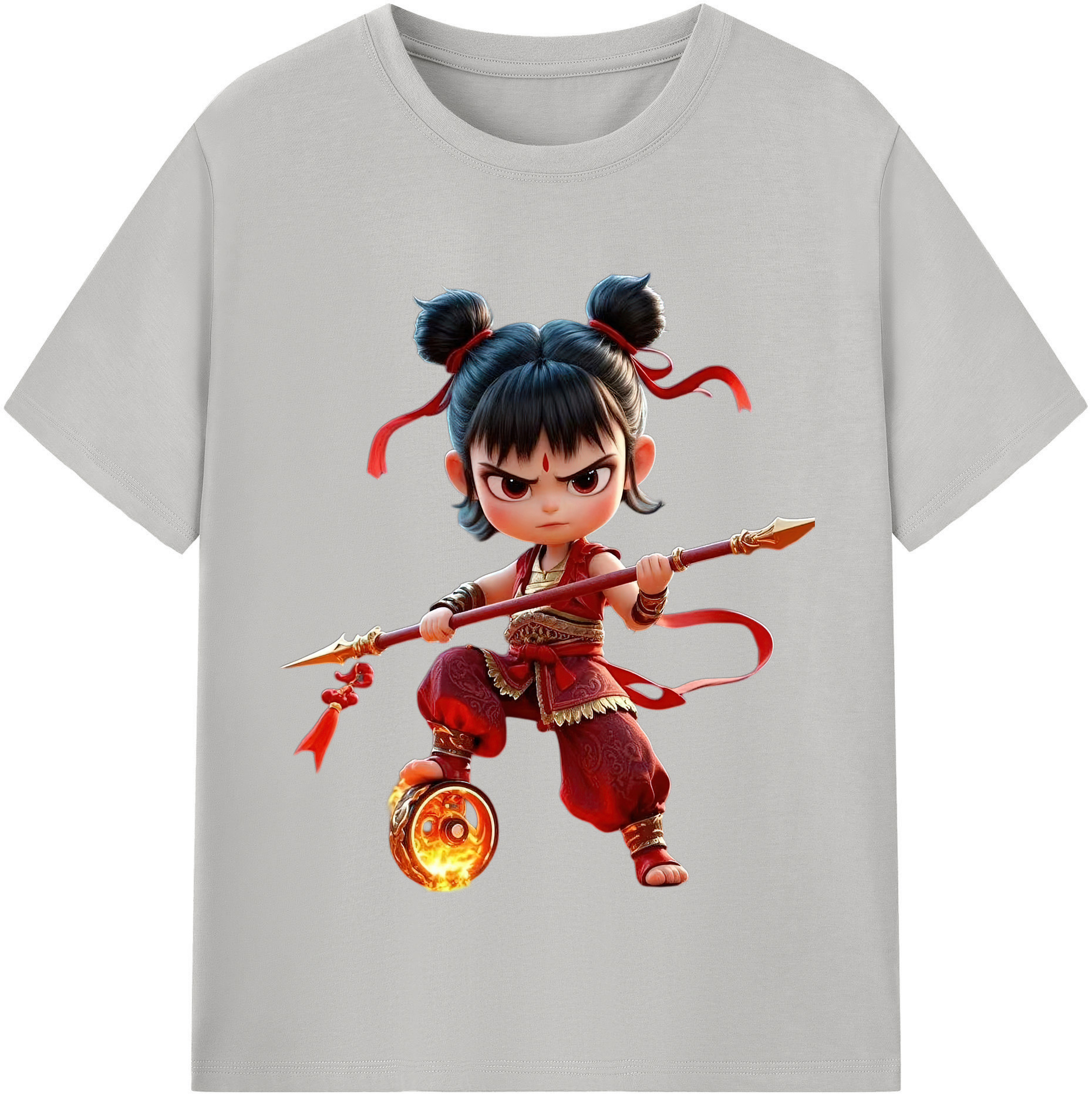 （画像用） Ne Zha 2 ナタ 魔童の大暴れ 綿100％半袖Tシャツ（フロントプリント）