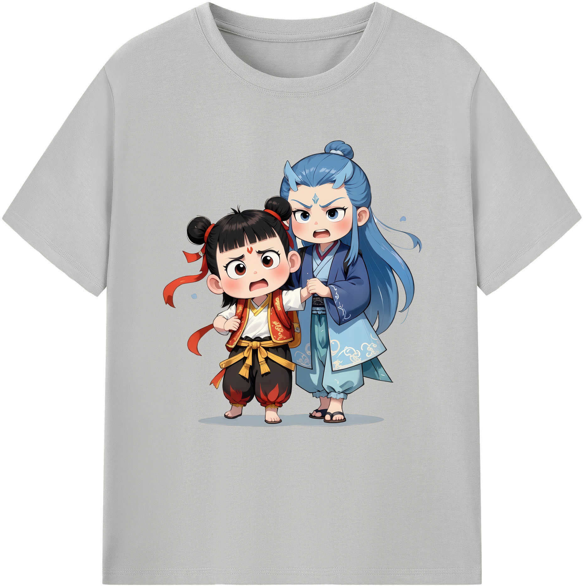 （画像用） Ne Zha 2 ナタ 魔童の大暴れ 綿100％半袖Tシャツ（フロントプリント）