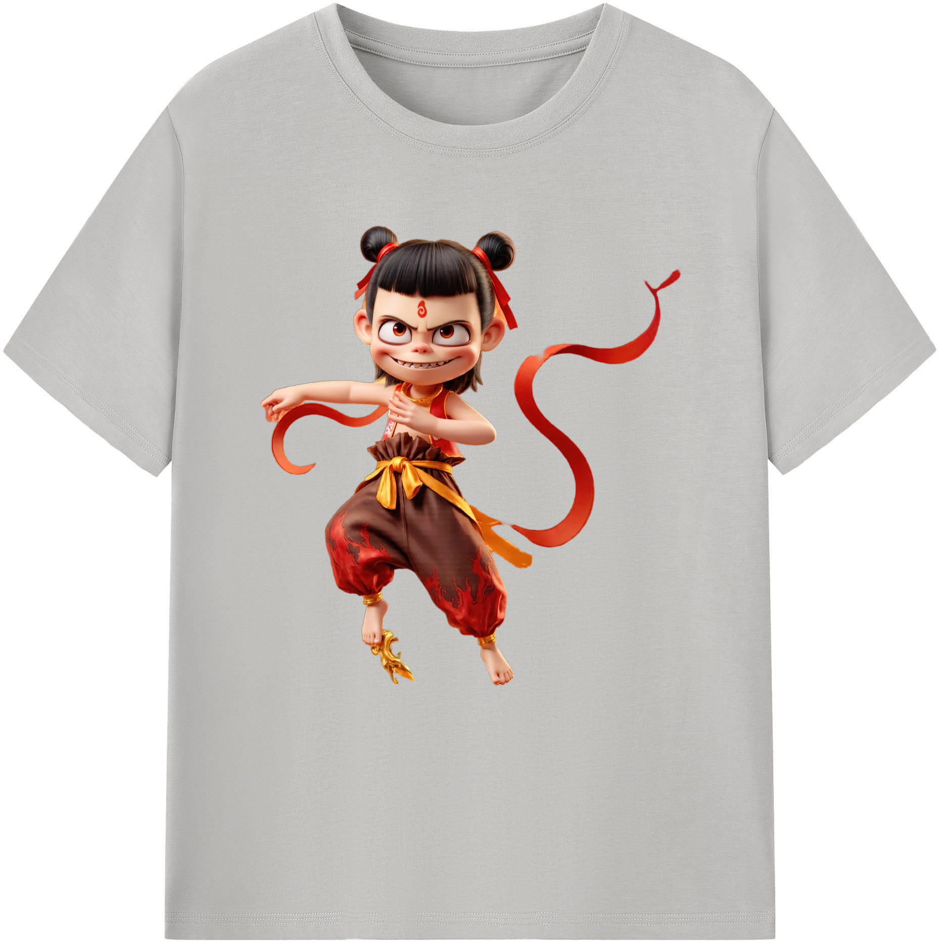 （画像用） Ne Zha 2 ナタ 魔童の大暴れ 綿100％半袖Tシャツ（フロントプリント）