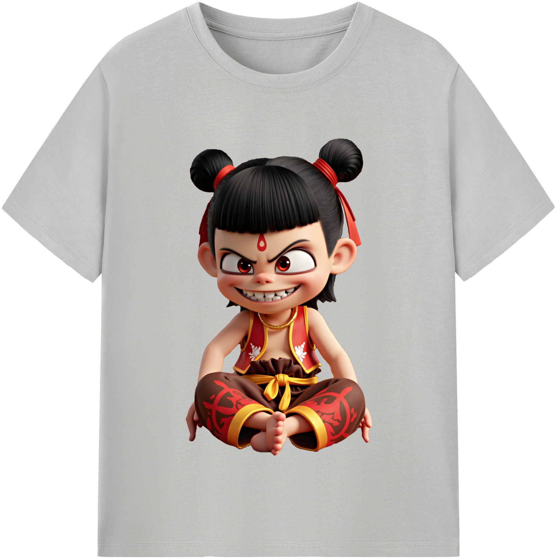 （画像用） Ne Zha 2 ナタ 魔童の大暴れ 綿100％半袖Tシャツ（フロントプリント）