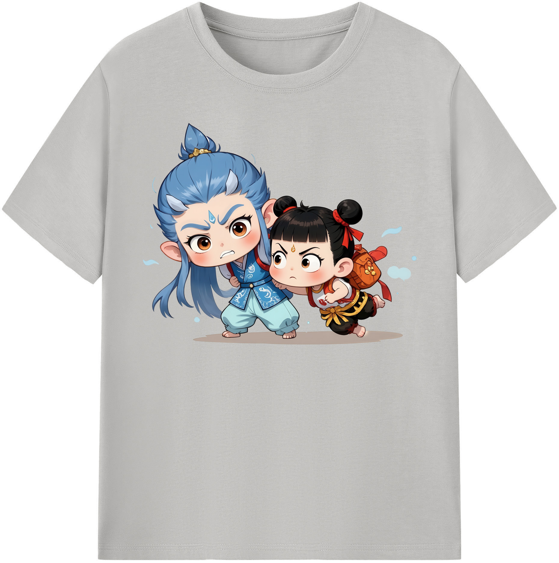（画像用） Ne Zha 2 ナタ 魔童の大暴れ 綿100％半袖Tシャツ（フロントプリント）
