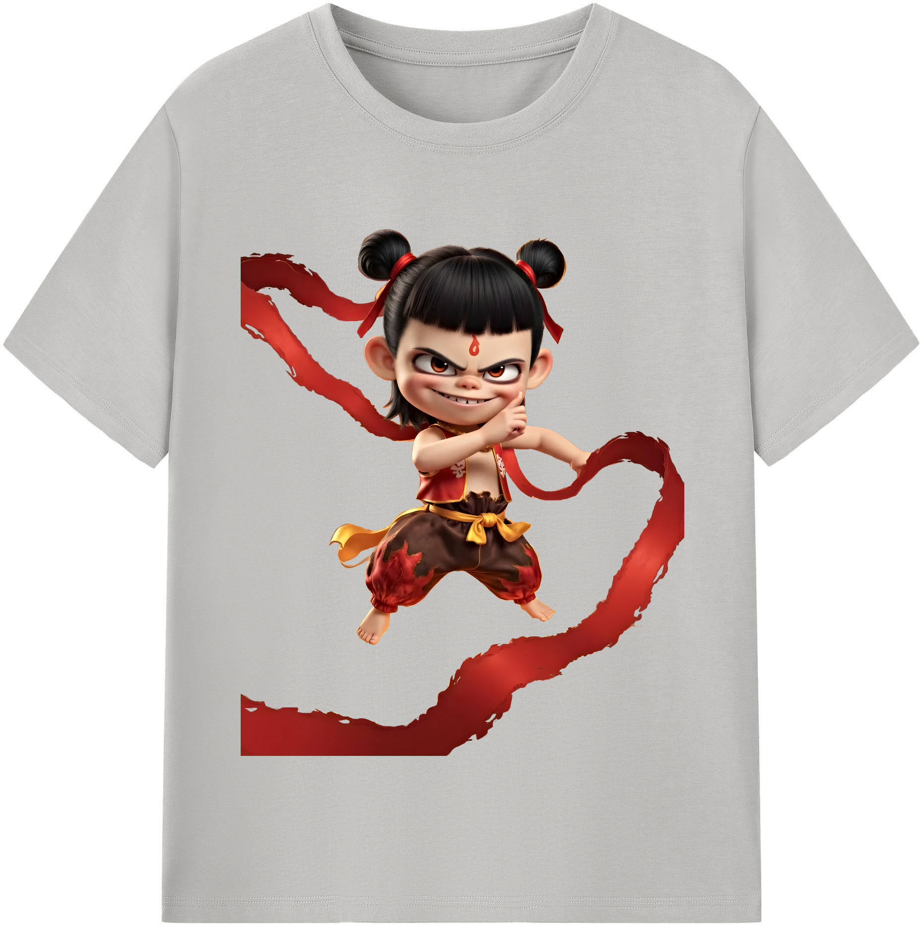 （画像用） Ne Zha 2 ナタ 魔童の大暴れ 綿100％半袖Tシャツ（フロントプリント）