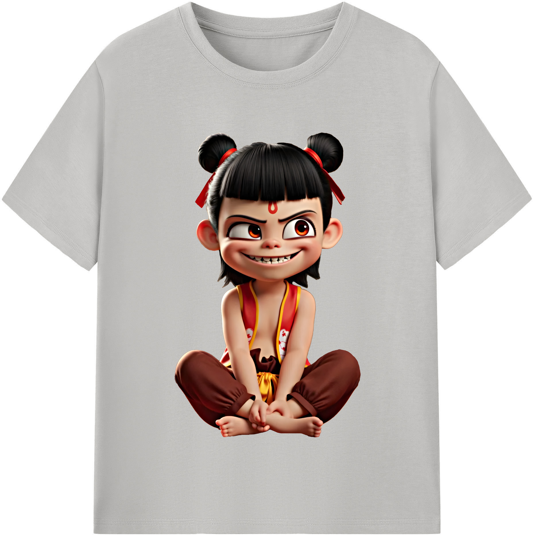 （画像用） Ne Zha 2 ナタ 魔童の大暴れ 綿100％半袖Tシャツ（フロントプリント）