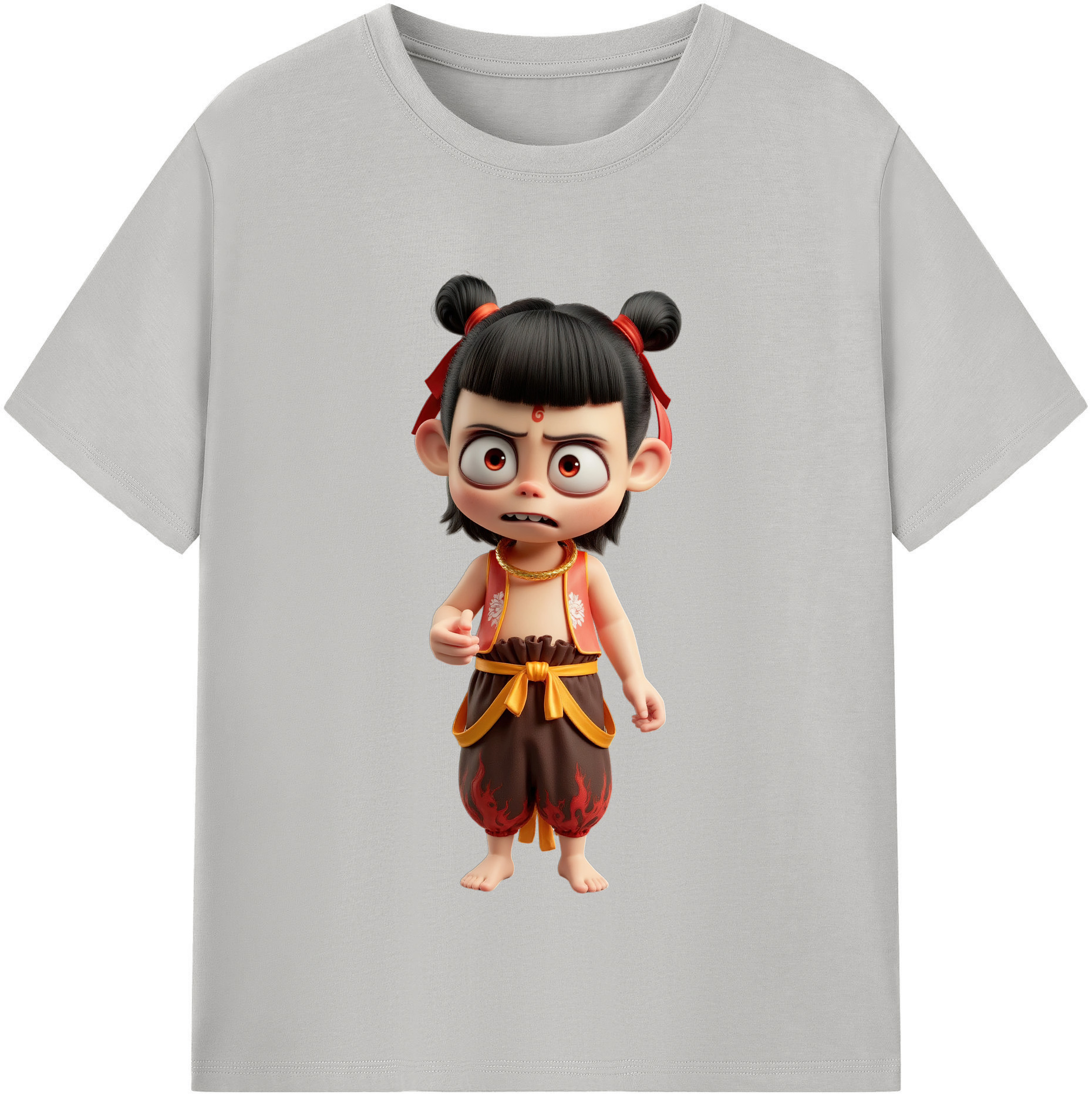 （画像用） Ne Zha 2 ナタ 魔童の大暴れ 綿100％半袖Tシャツ（フロントプリント）