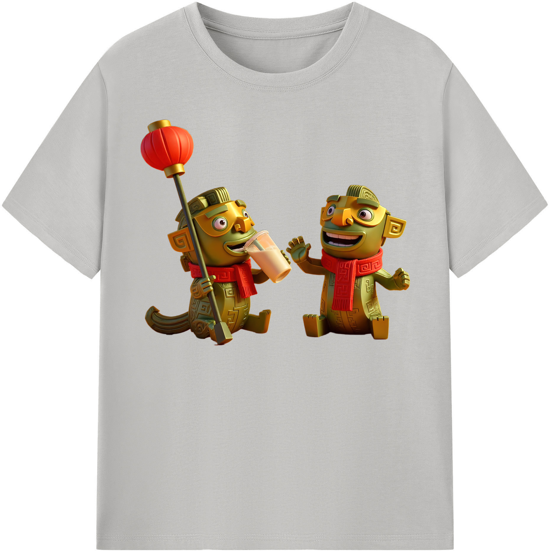 （画像用） Ne Zha 2 ナタ 魔童の大暴れ 綿100％半袖Tシャツ（フロントプリント）