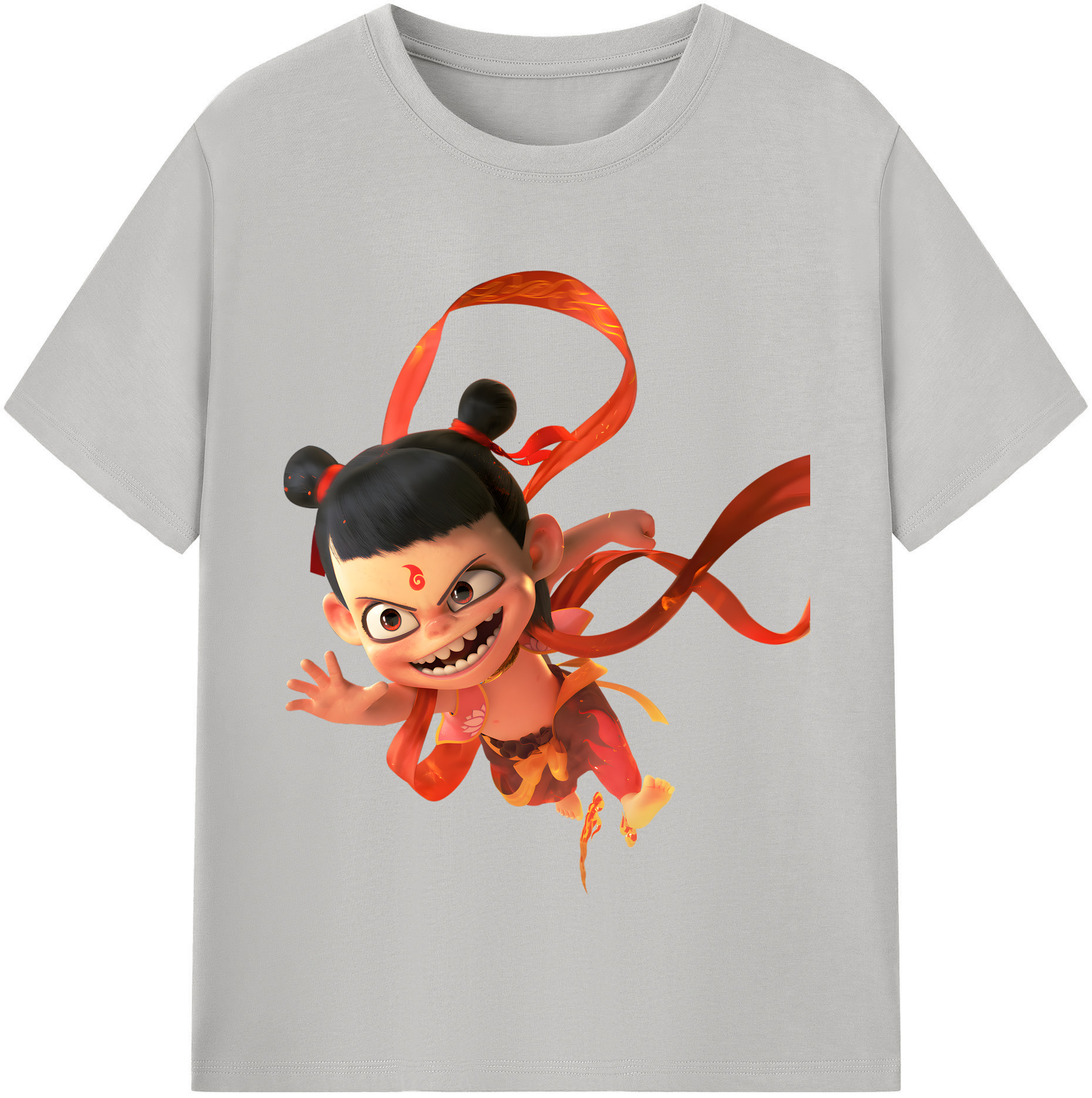 （画像用） Ne Zha 2 ナタ 魔童の大暴れ 綿100％半袖Tシャツ（フロントプリント）
