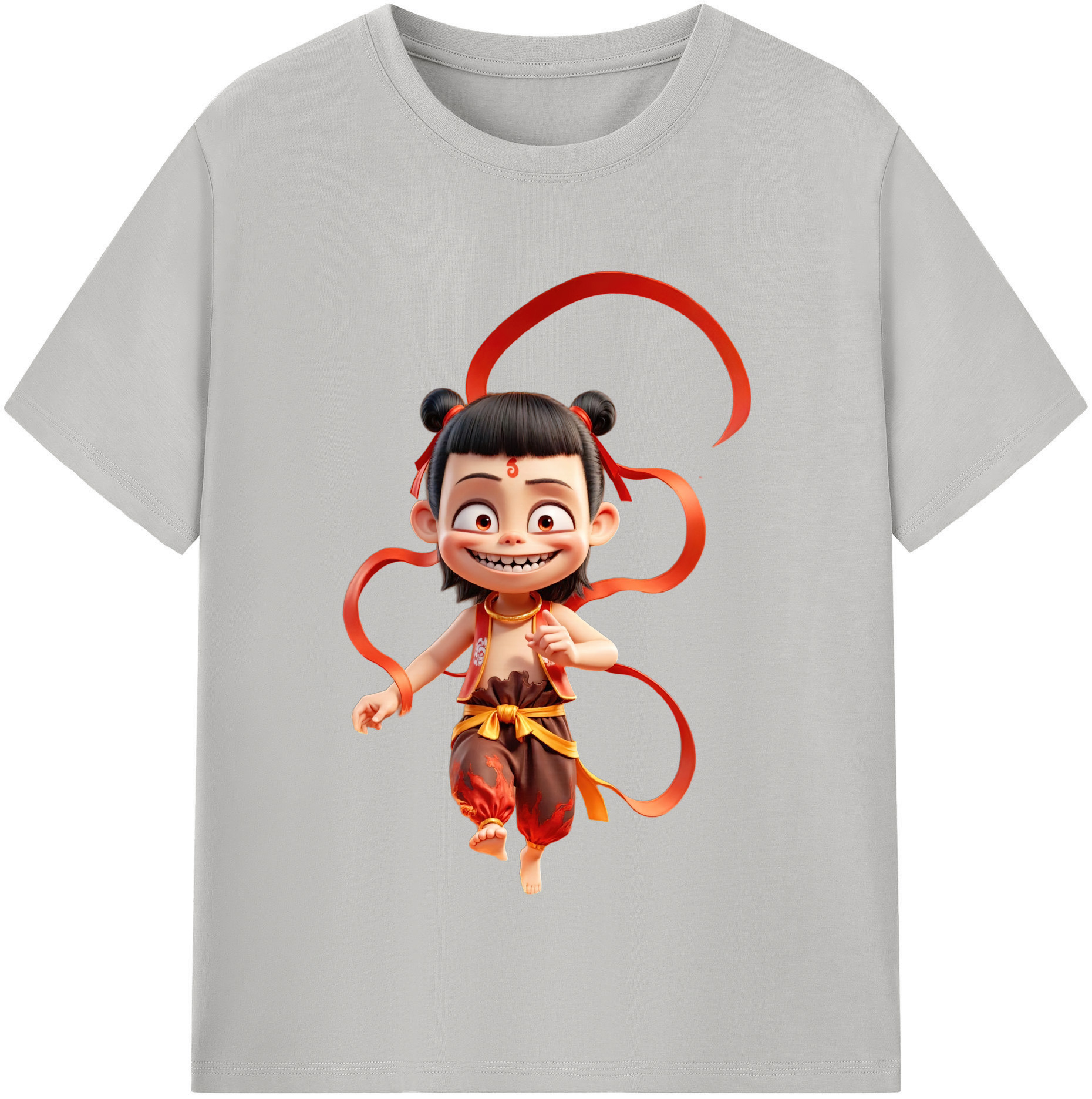 （画像用） Ne Zha 2 ナタ 魔童の大暴れ 綿100％半袖Tシャツ（フロントプリント）