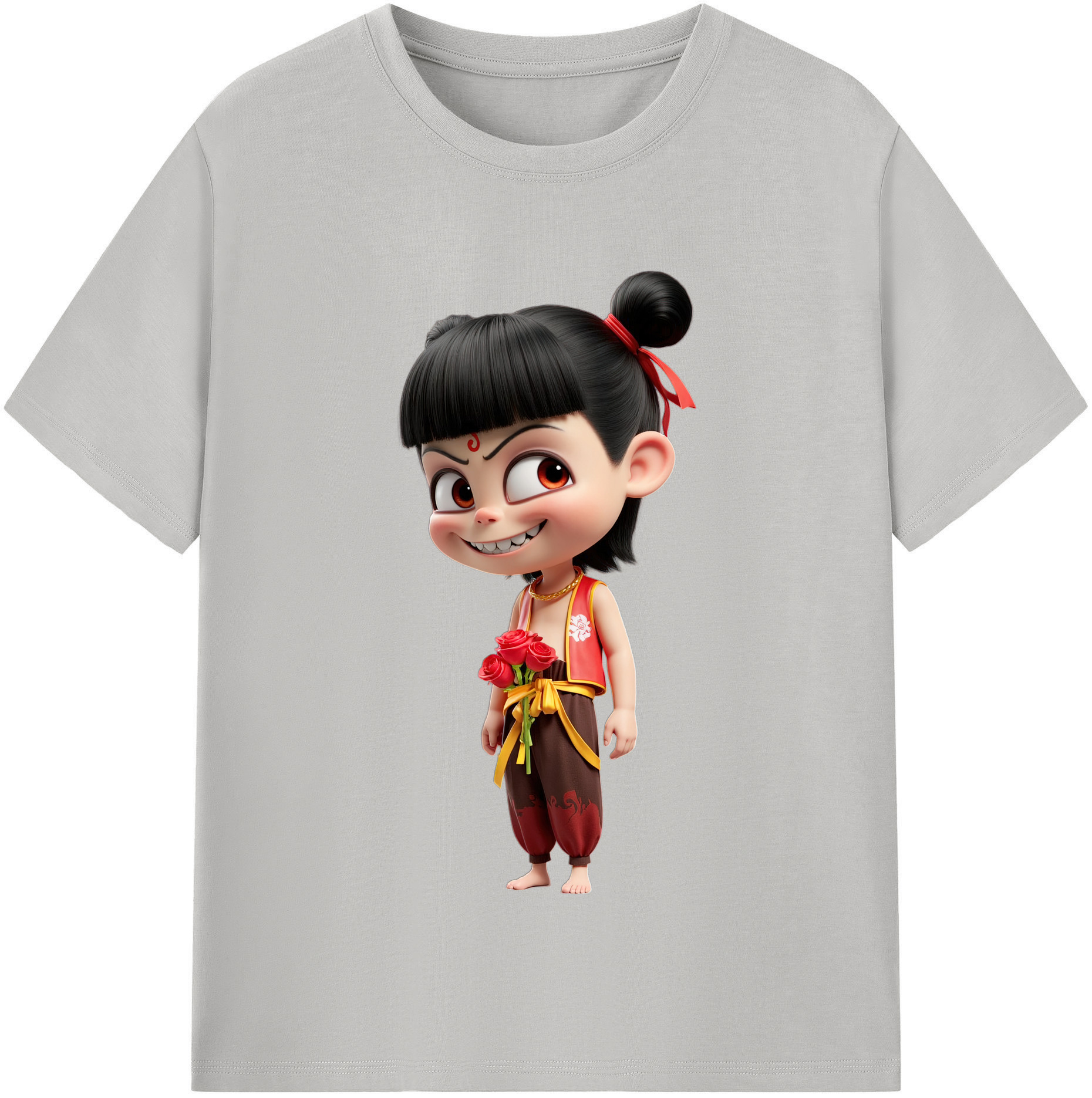 （画像用） Ne Zha 2 ナタ 魔童の大暴れ 綿100％半袖Tシャツ（フロントプリント）
