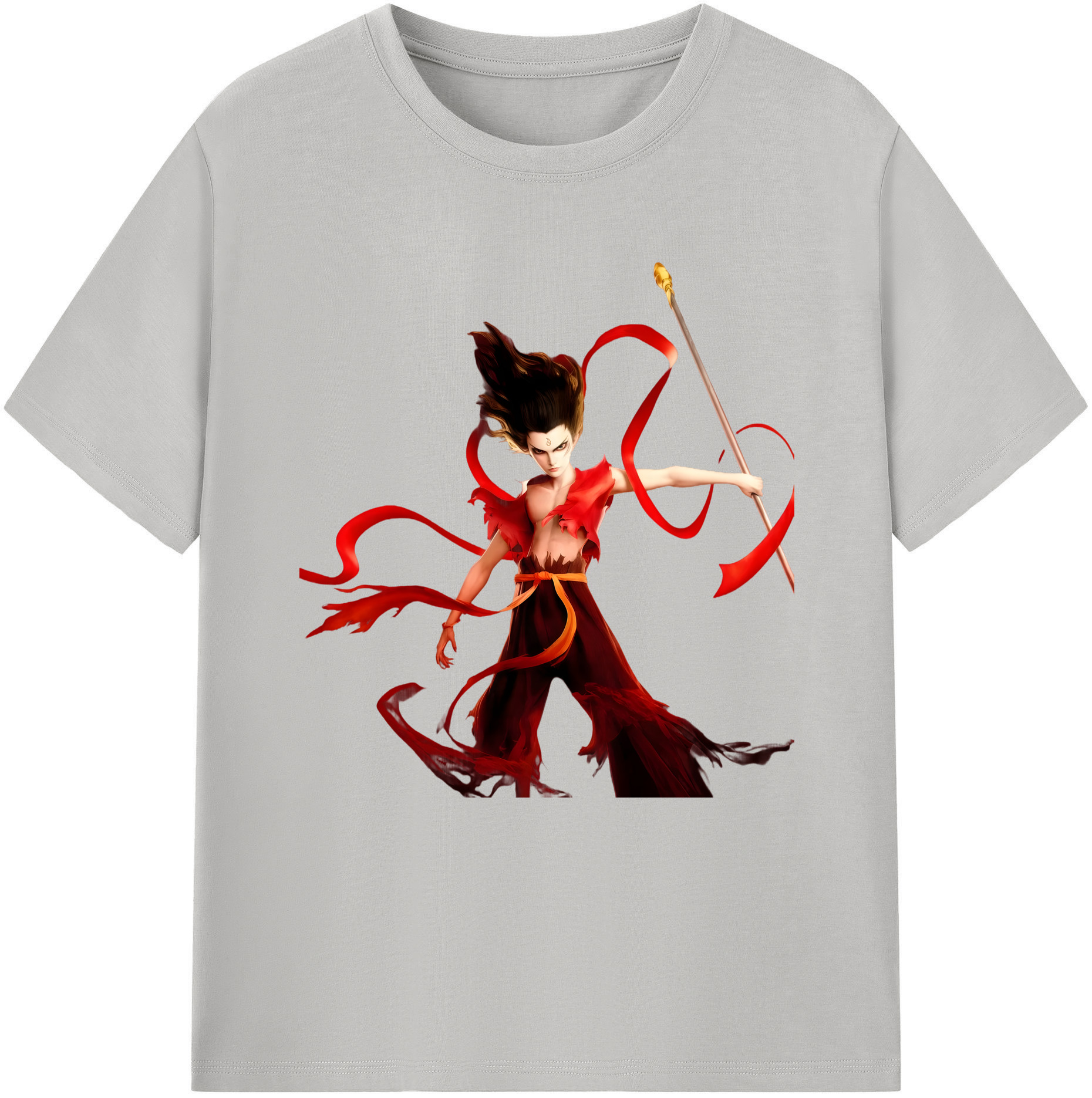 （画像用） Ne Zha 2 ナタ 魔童の大暴れ 綿100％半袖Tシャツ（フロントプリント）