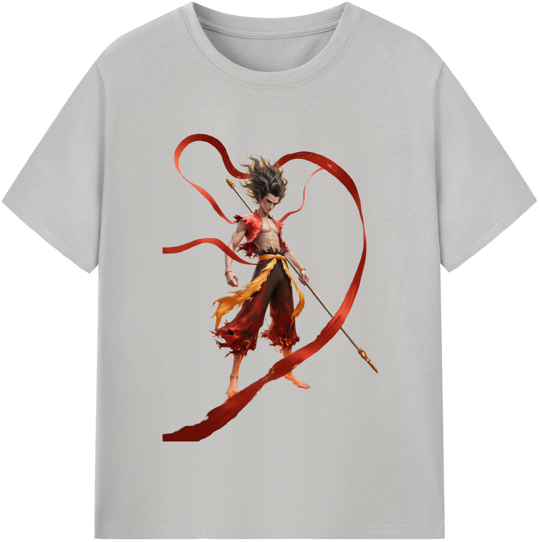 （画像用） Ne Zha 2 ナタ 魔童の大暴れ 綿100％半袖Tシャツ（フロントプリント）