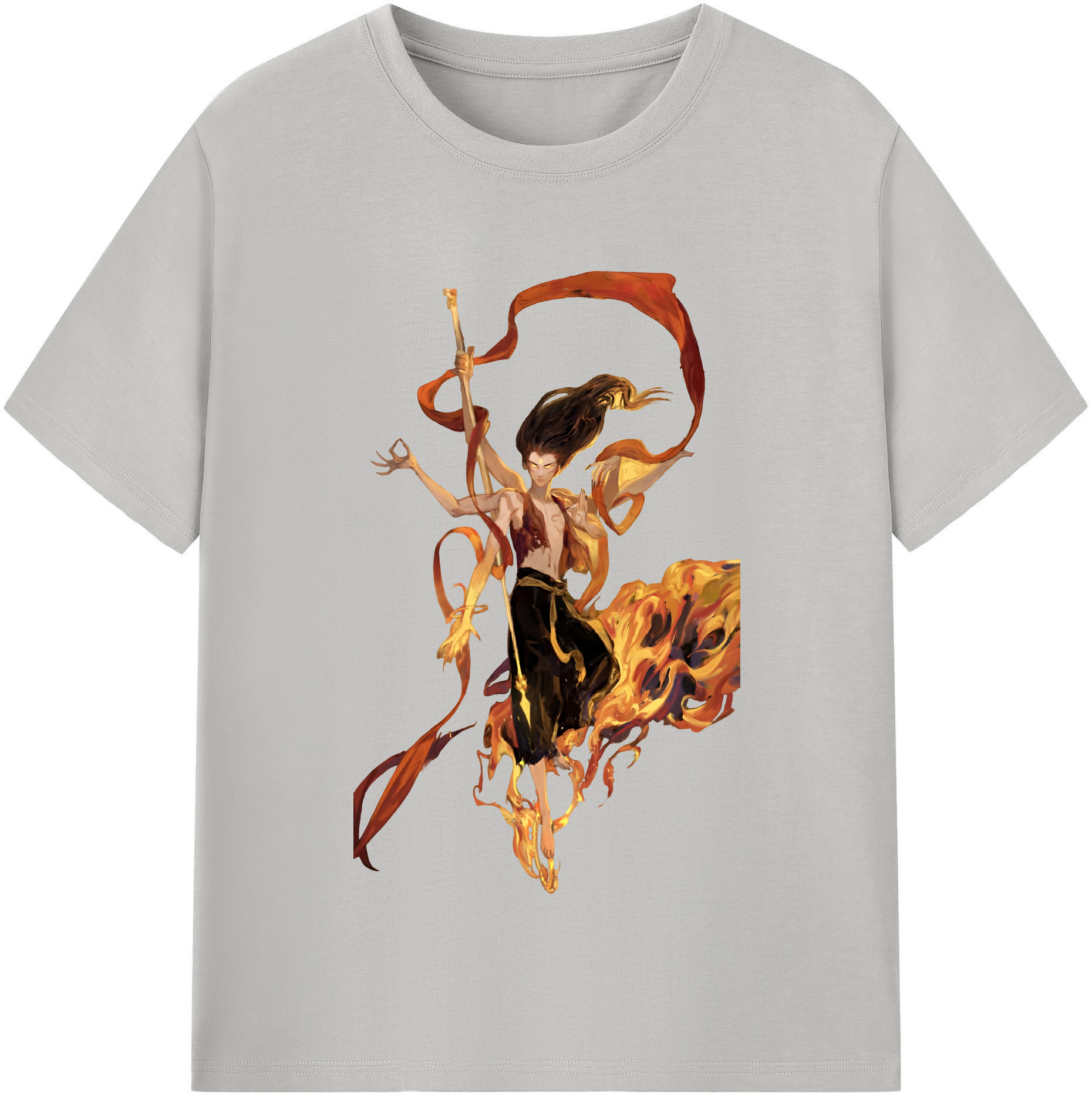 （画像用） Ne Zha 2 ナタ 魔童の大暴れ 綿100％半袖Tシャツ（フロントプリント）