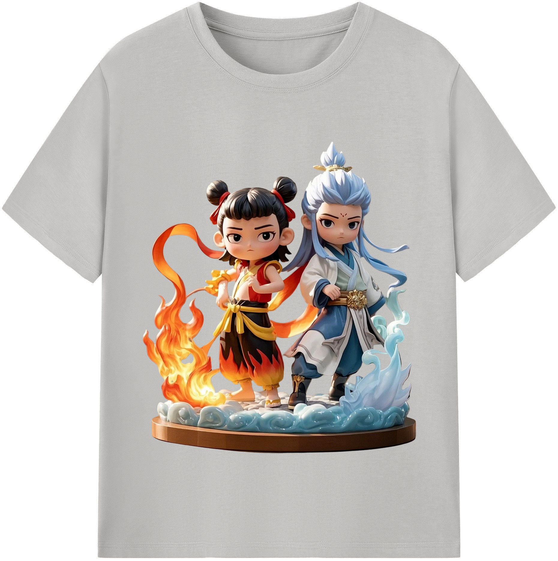 （画像用） Ne Zha 2 ナタ 魔童の大暴れ 綿100％半袖Tシャツ（フロントプリント）