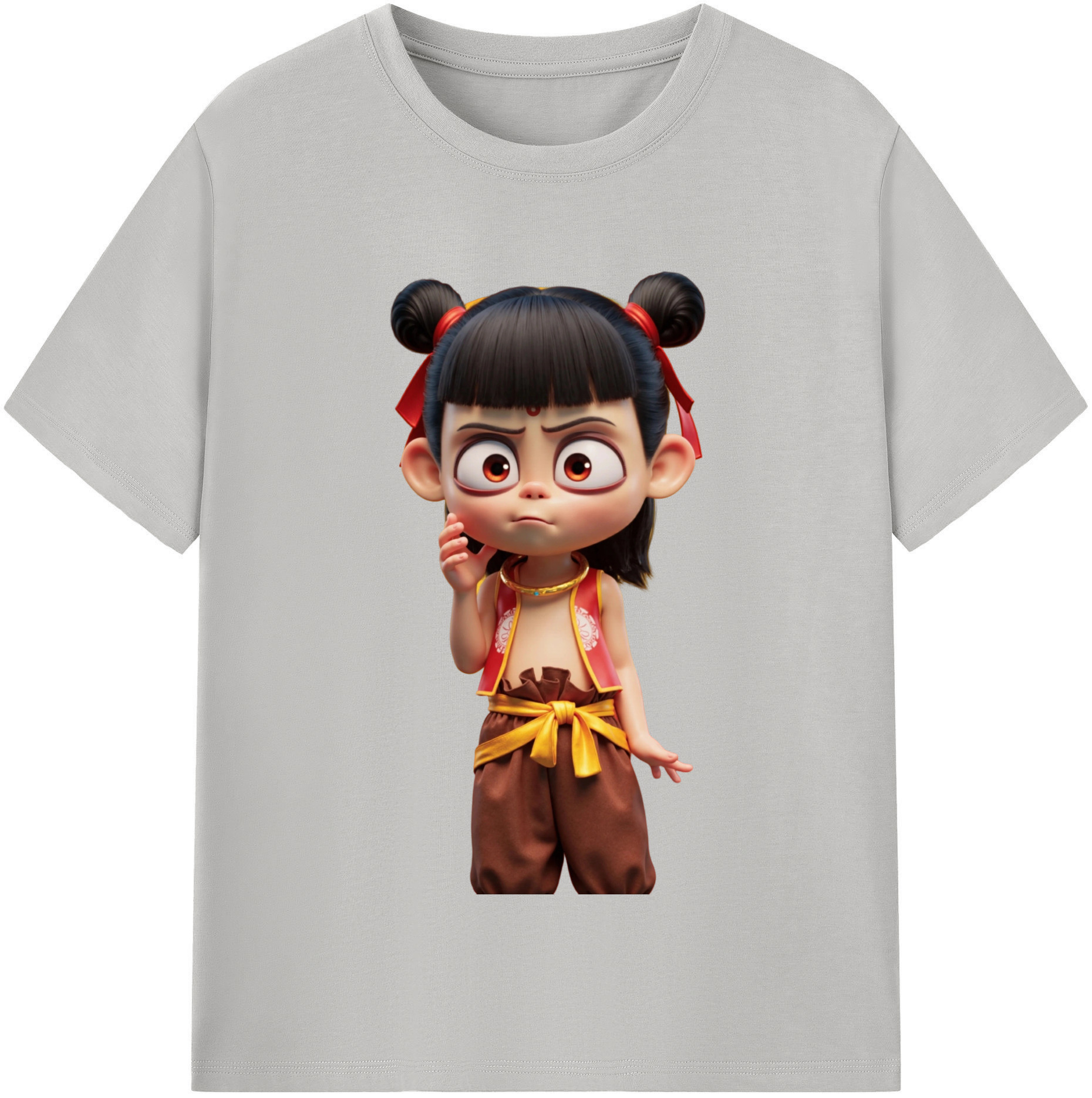 （画像用） Ne Zha 2 ナタ 魔童の大暴れ 綿100％半袖Tシャツ（フロントプリント）